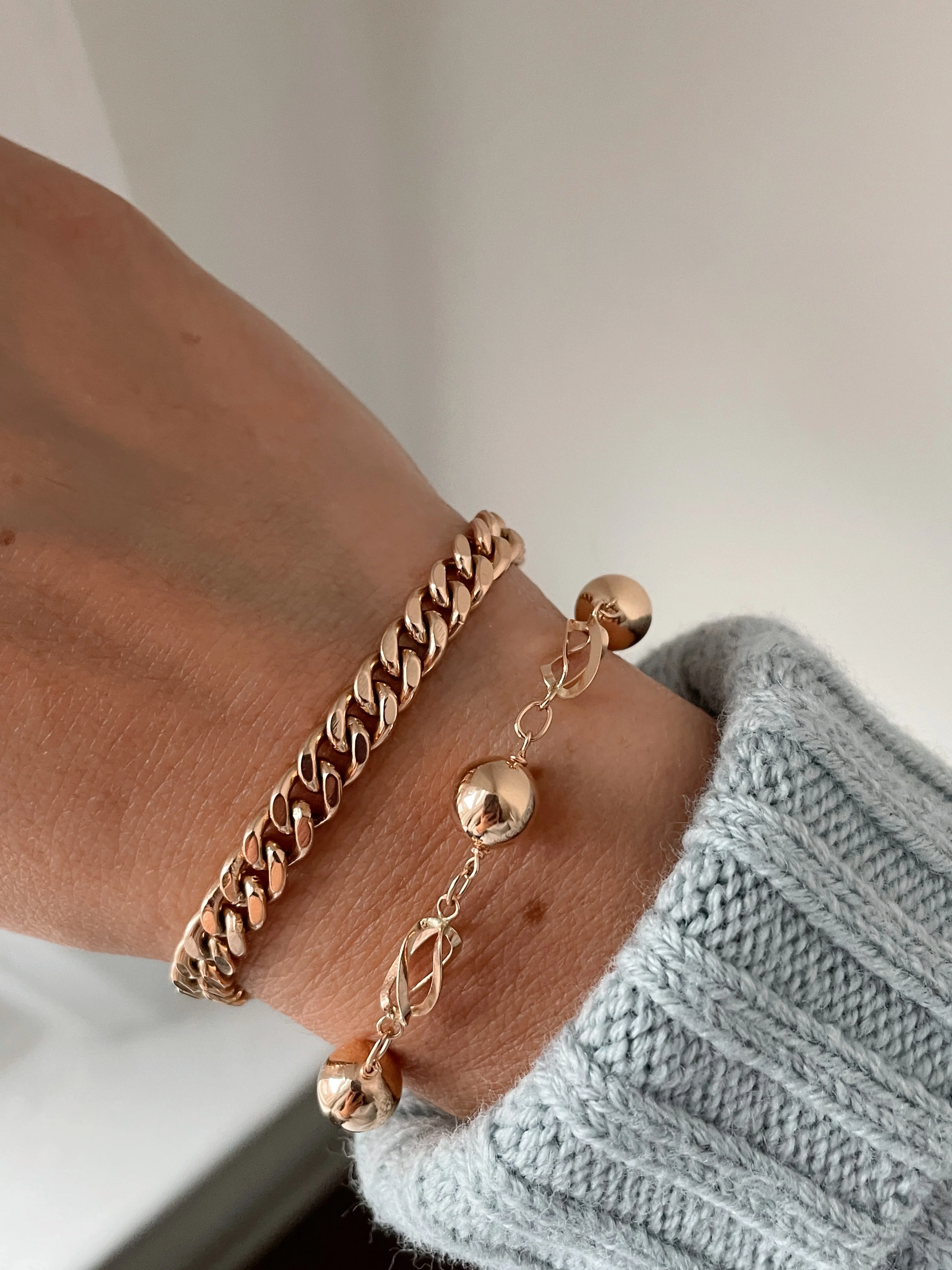 19.25k Yellow Gold Chunky Spiral and Ball Link Bracelet - Image 5