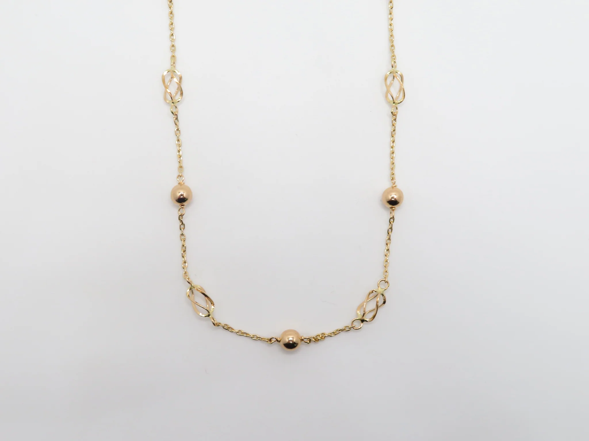 19.25k Yellow Gold Spiral Chain Link & Ball Necklace - Image 3
