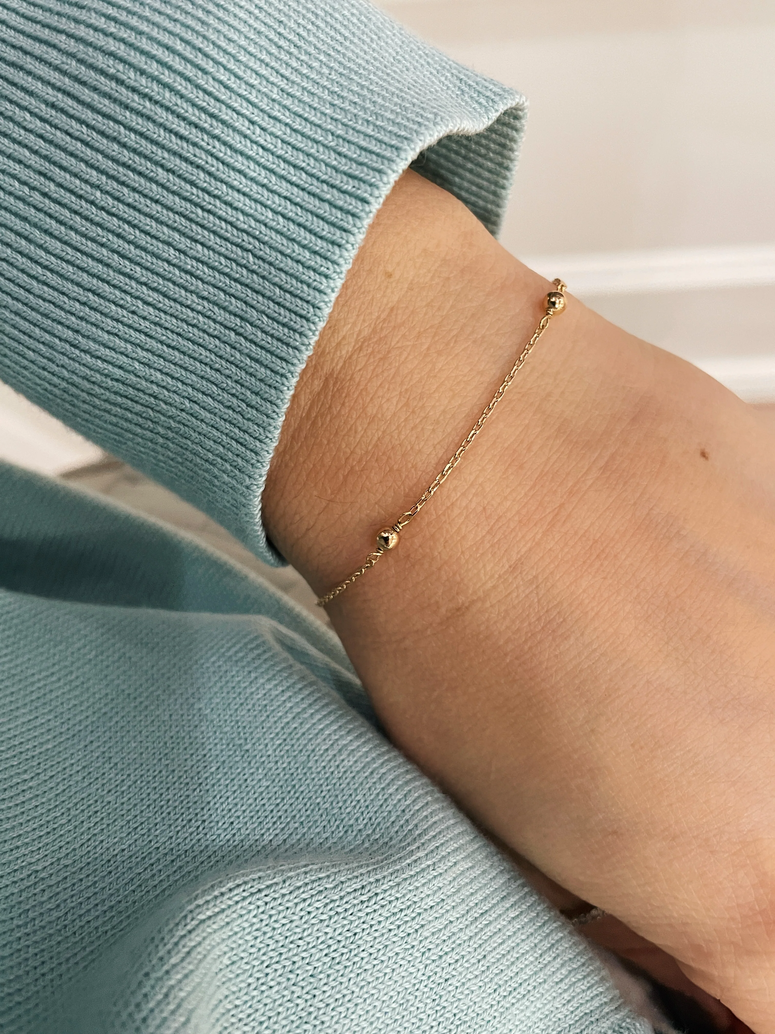 19.25k Yellow Gold Station Ball Bracelet - Image 2