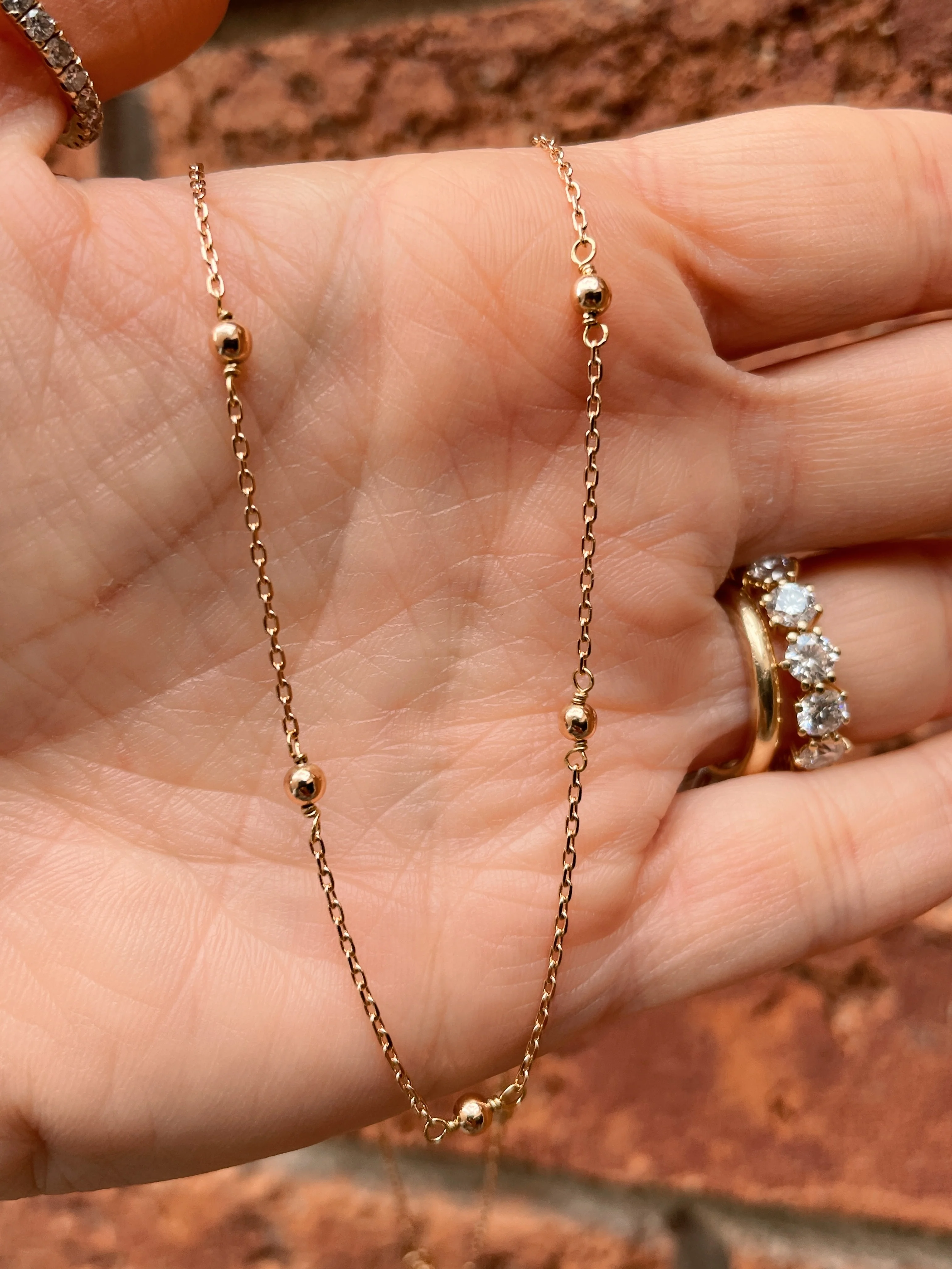 19.25k Yellow Gold Station Ball Necklace - Image 4