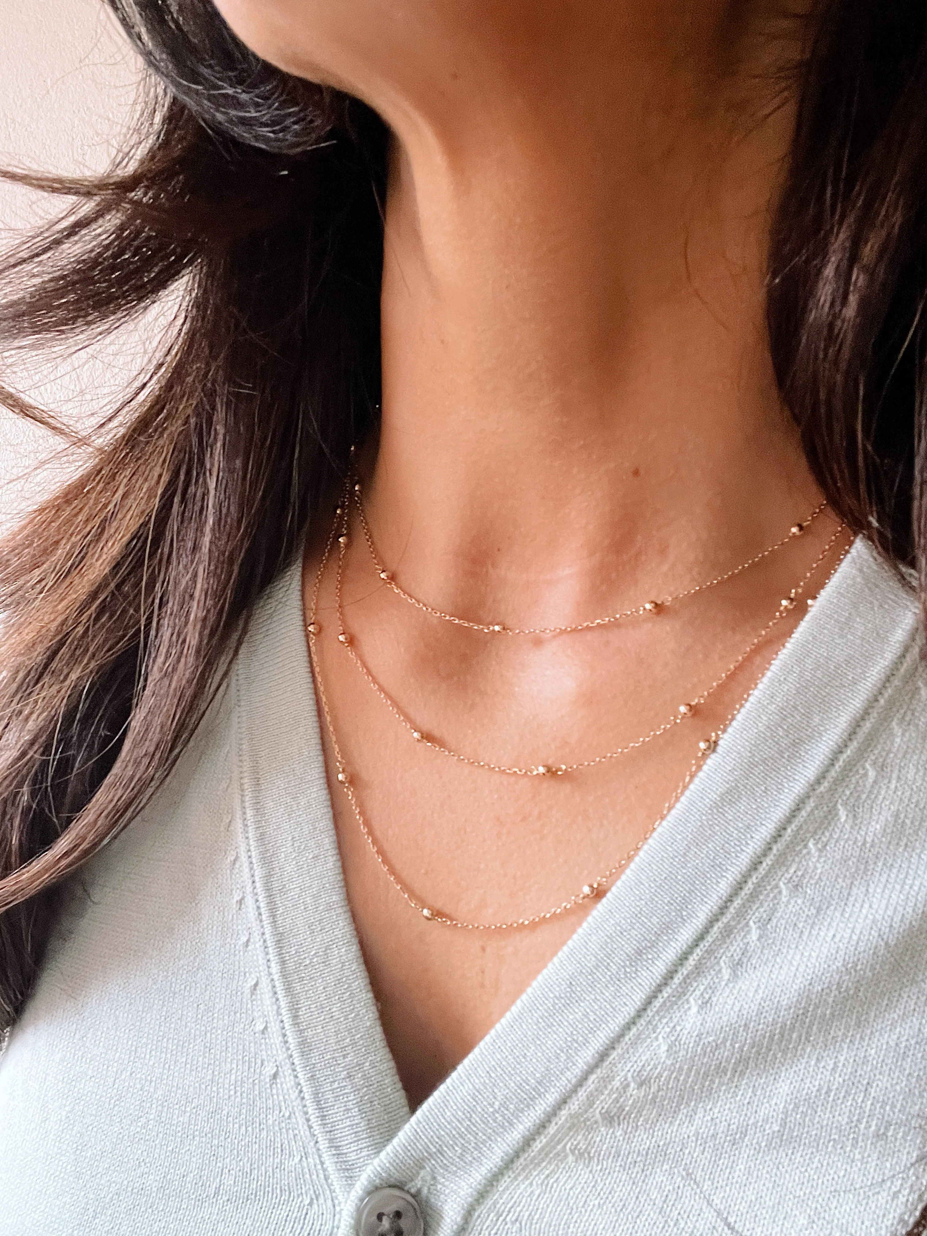 19.25k Yellow Gold Station Ball Necklace - Image 6