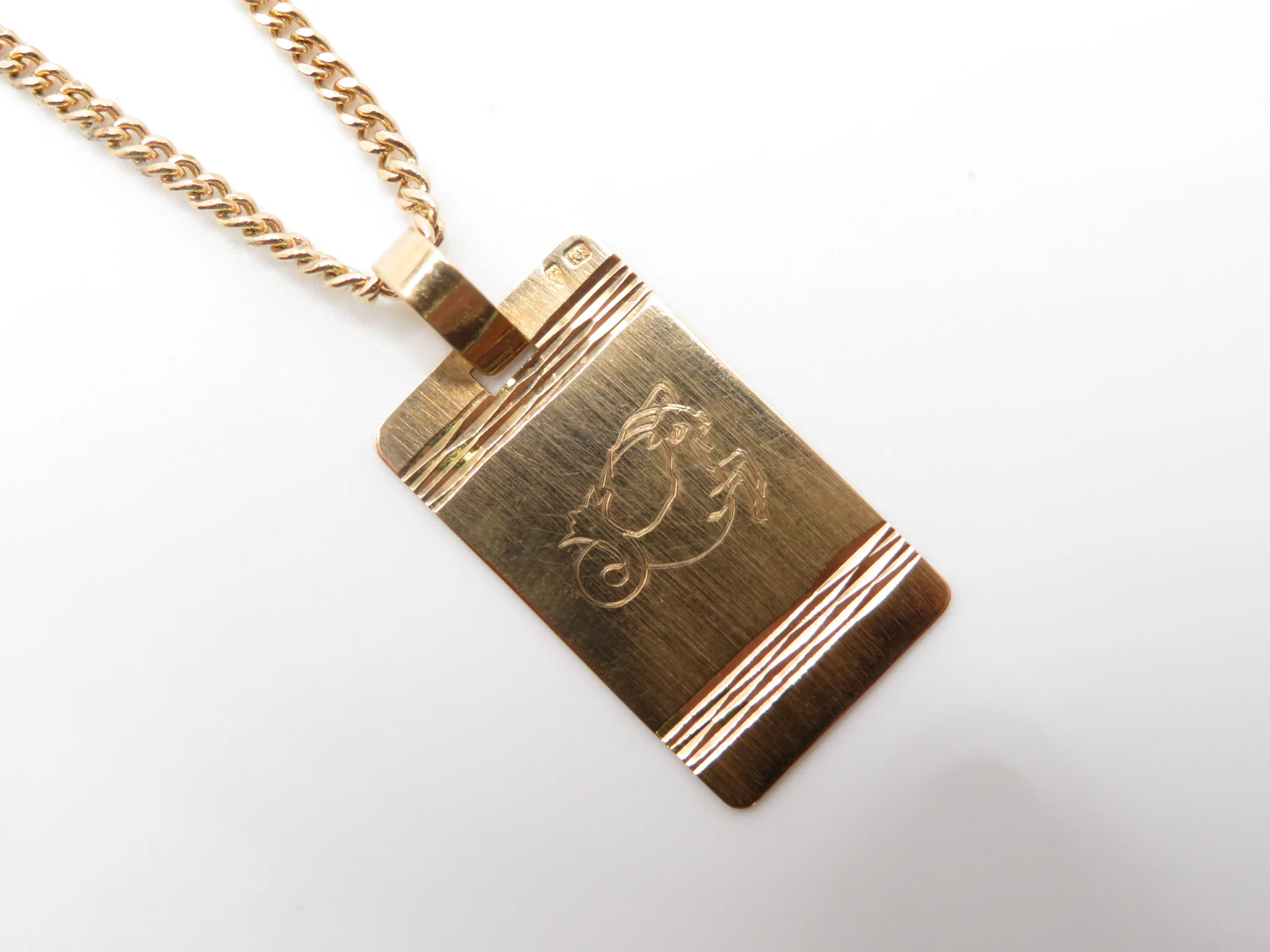 19.25k Yellow Gold Tag Zodiac Pendant - Image 15