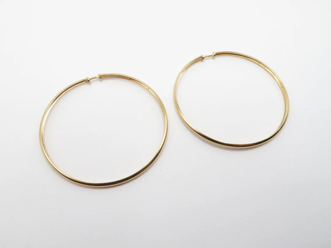 19.25k Yellow Gold Thin Domed Sleeper Hoops - Image 6