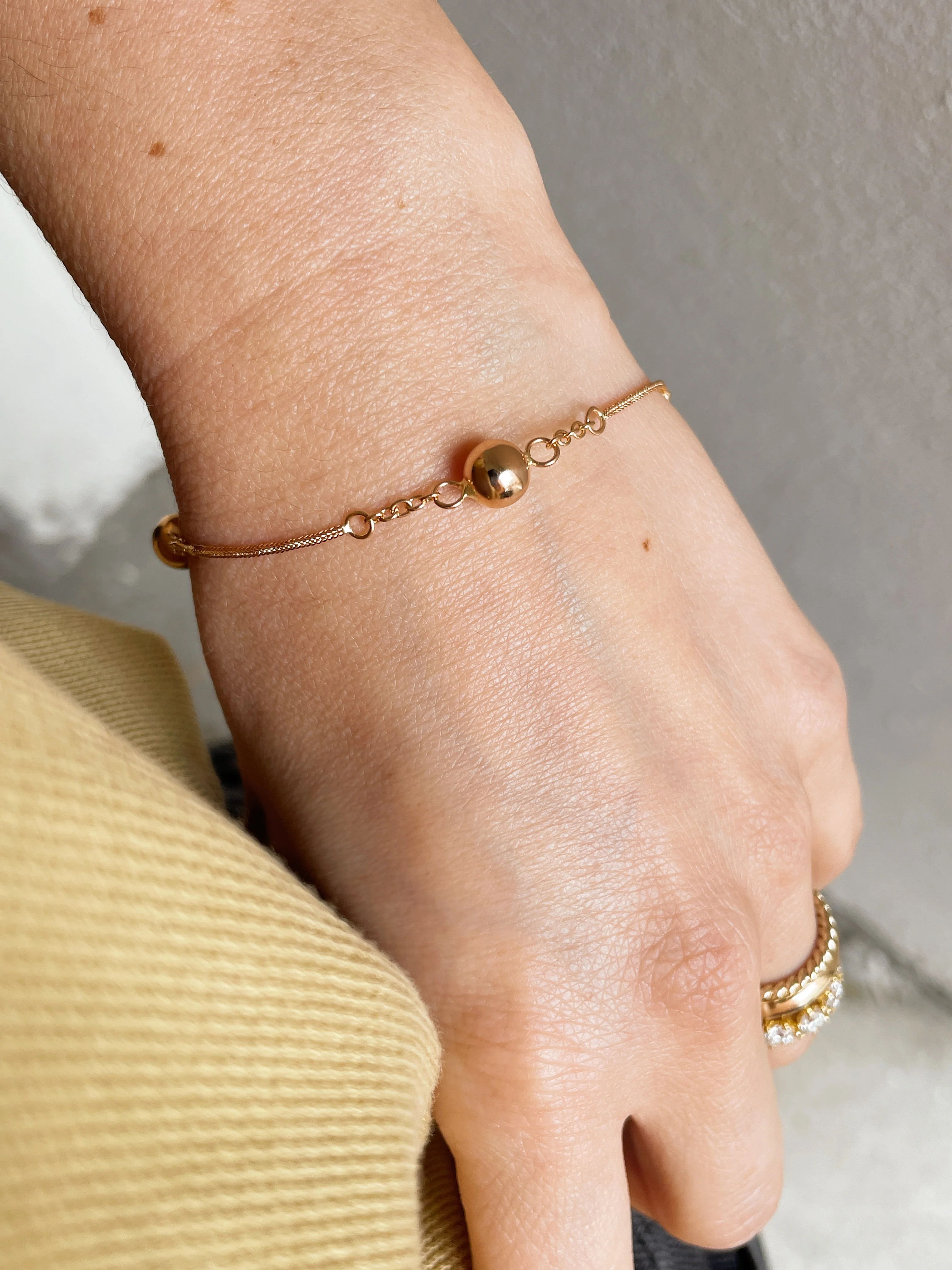 19.25k Yellow Gold Triple Ball & Link Bracelet - Image 4