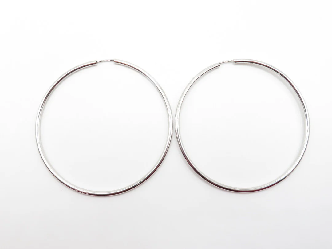 19.25k White Gold Large Sleeper Hoops - Image 11