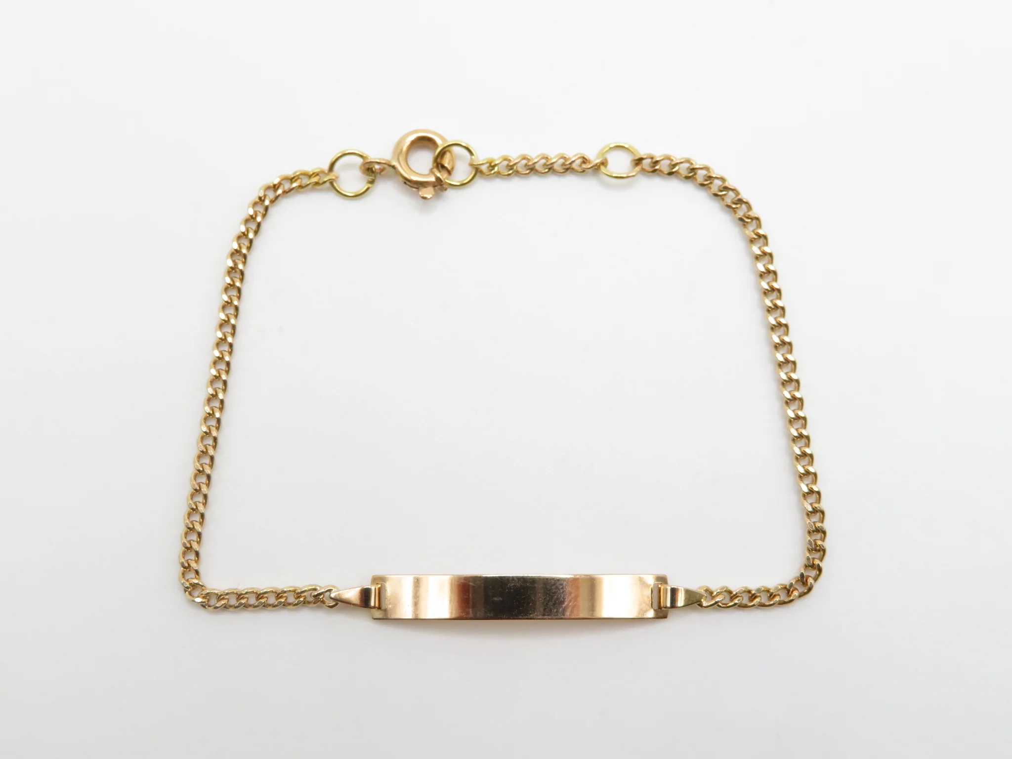 19.25k Yellow Gold Barbela Children's ID Bracelet