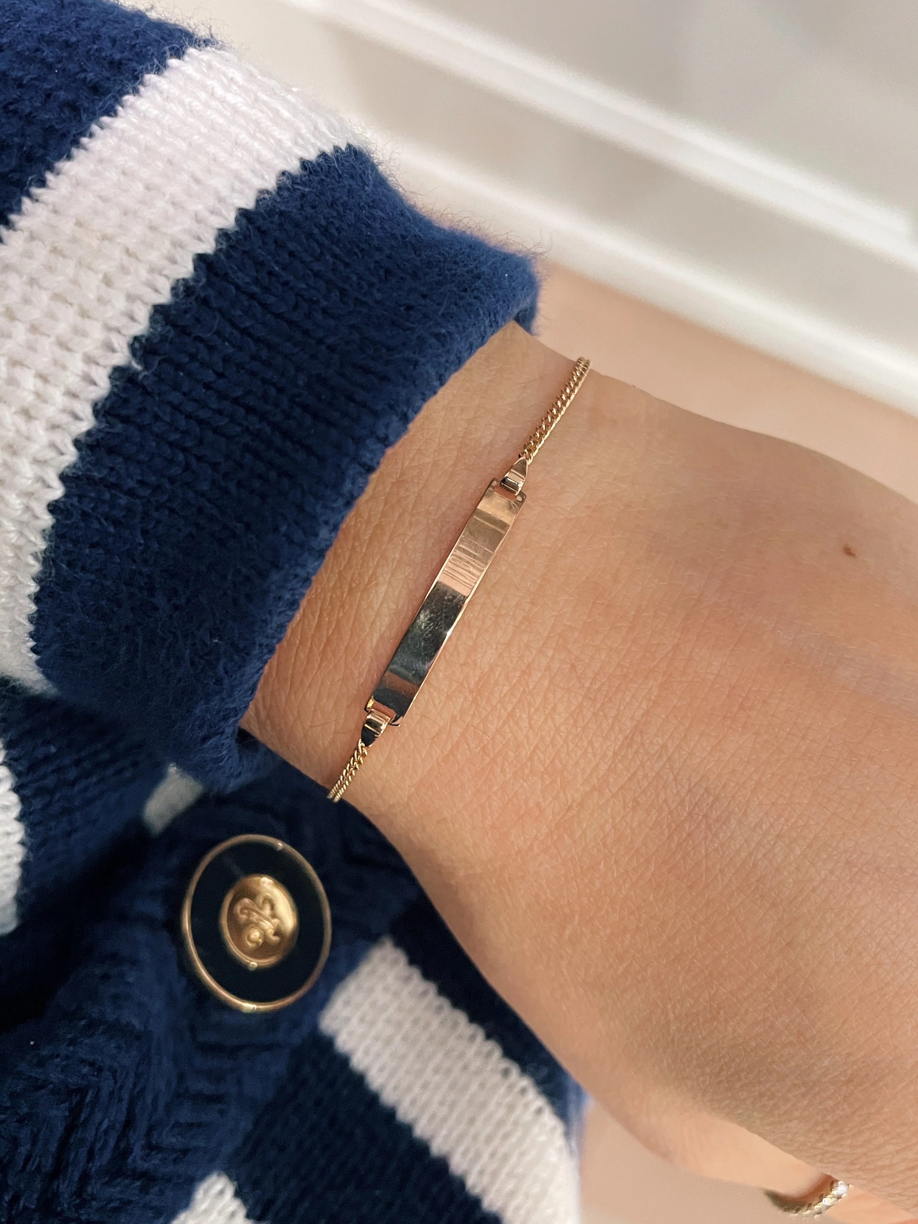 19.25k Yellow Gold Barbela ID Children's Bracelet - Image 2