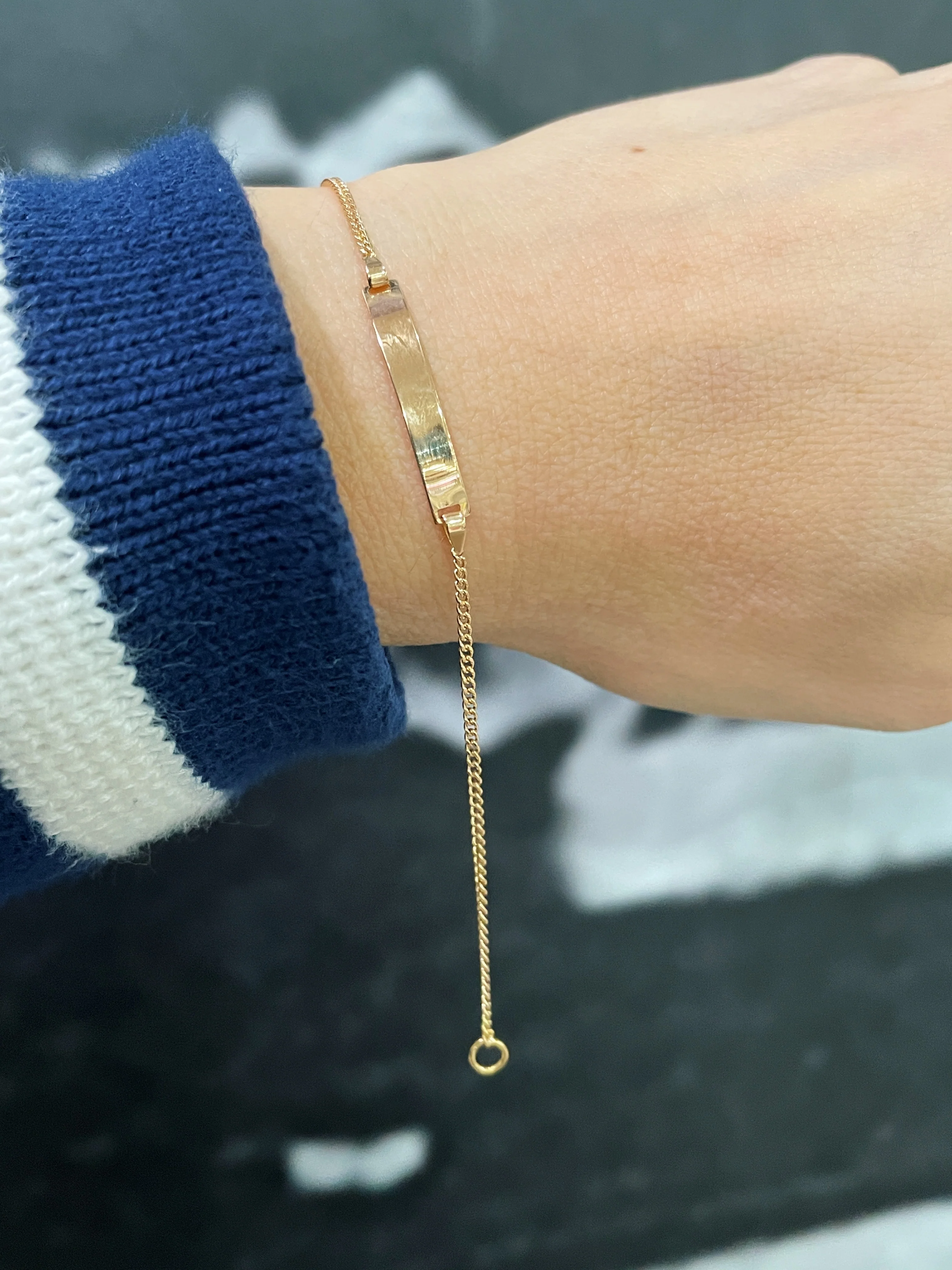 19.25k Yellow Gold Barbela ID Children's Bracelet - Image 4