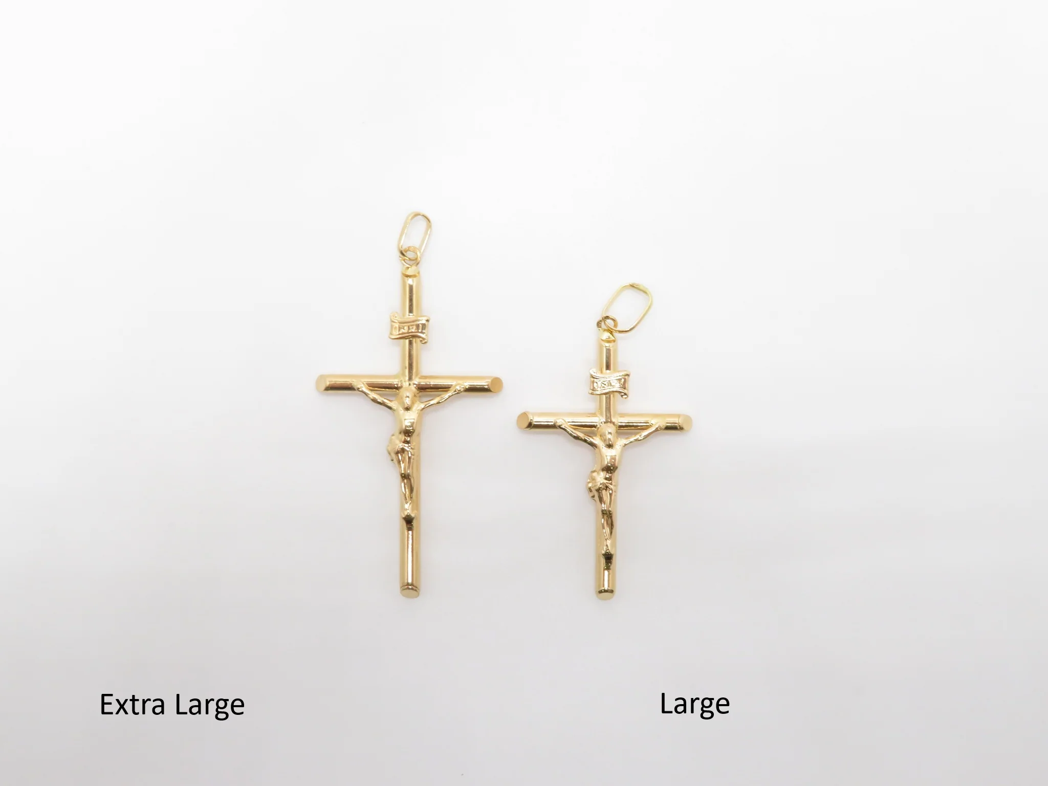 19.25k Yellow Gold Hollow Beveled Crucifix Pendant - Image 12