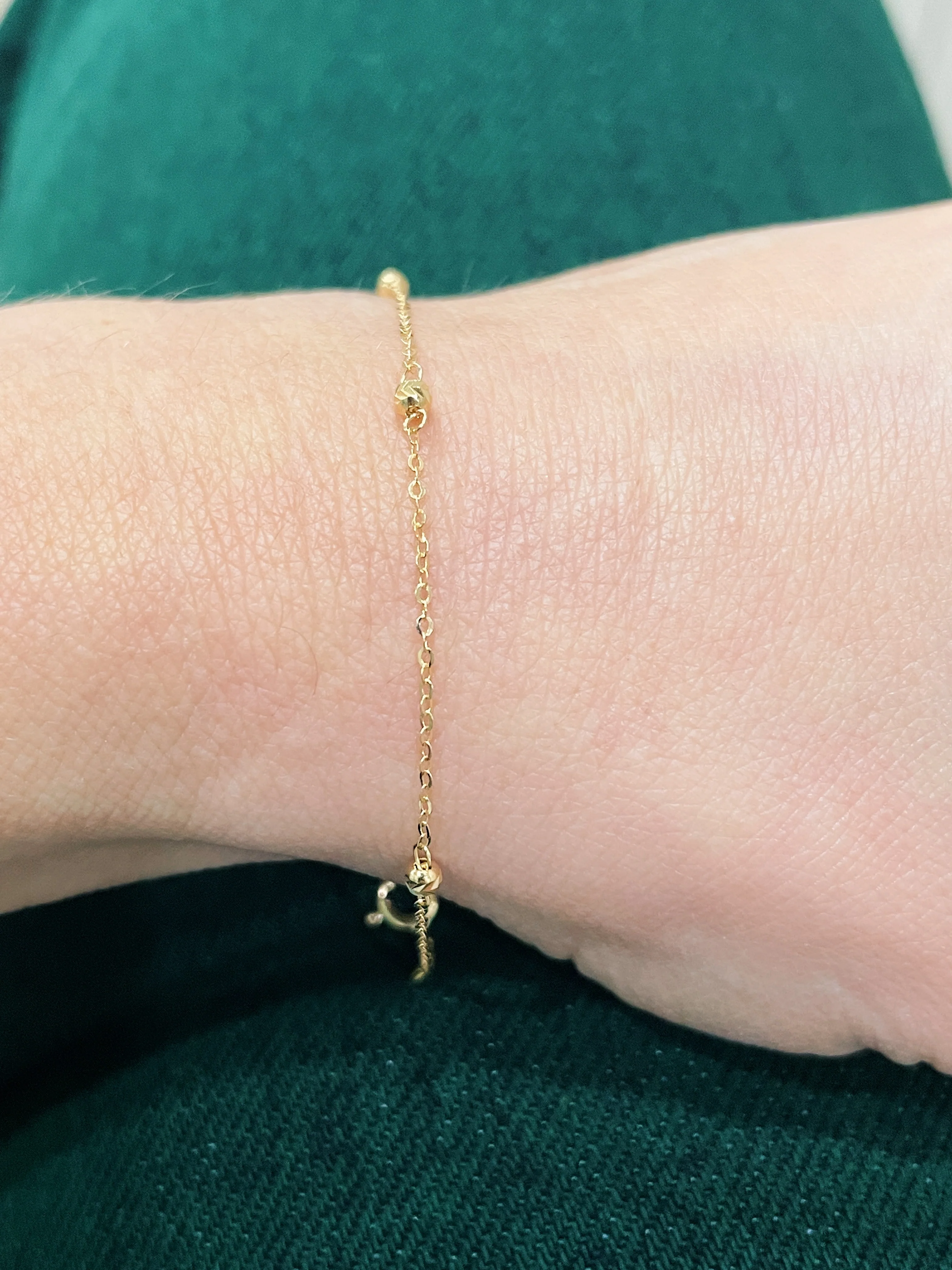 19.25k Yellow Gold Station Faceted Bead Bracelet - Image 2