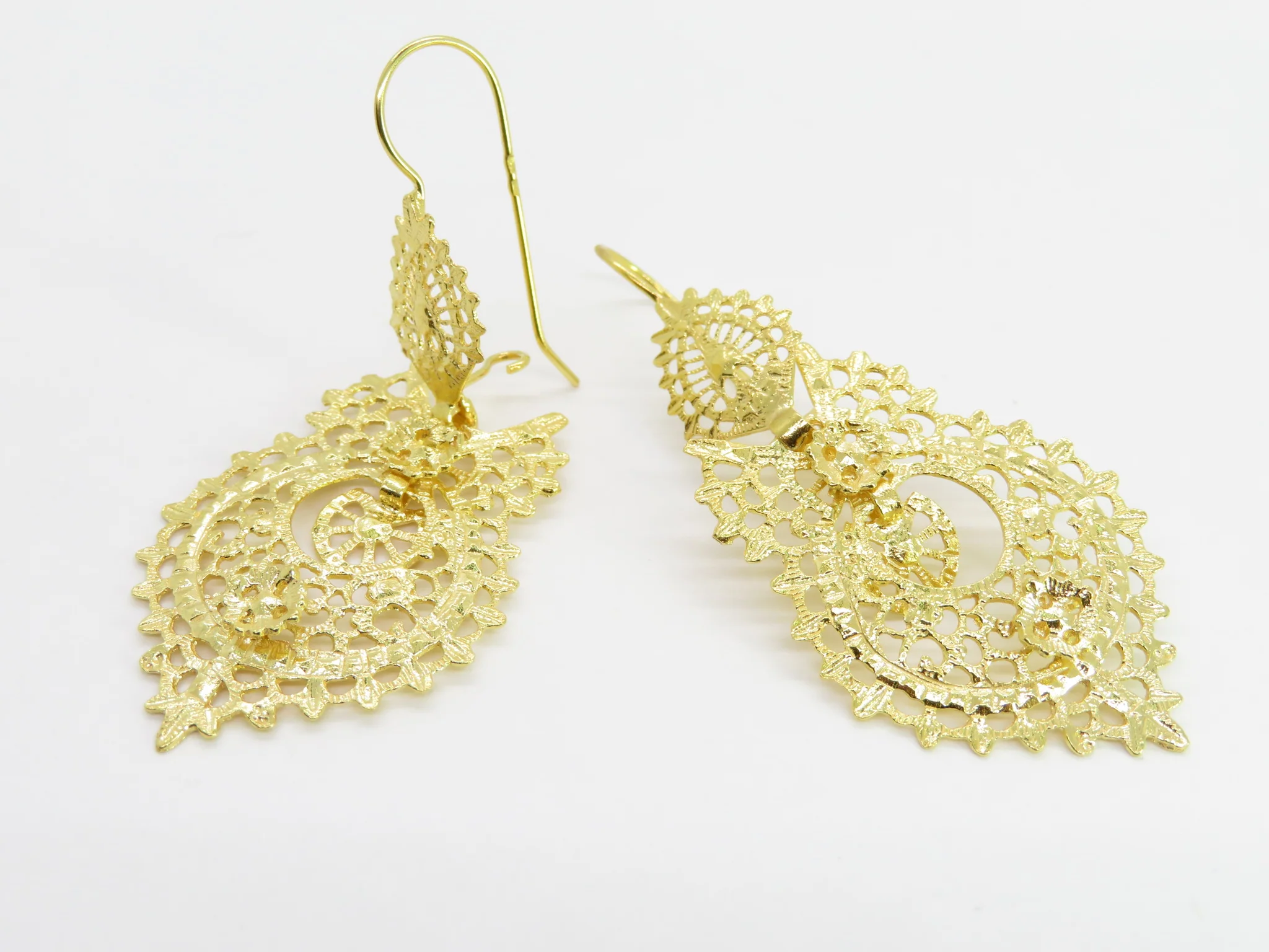 19.25k Yellow Gold Brincos à Rainha Earrings - Large - Image 3