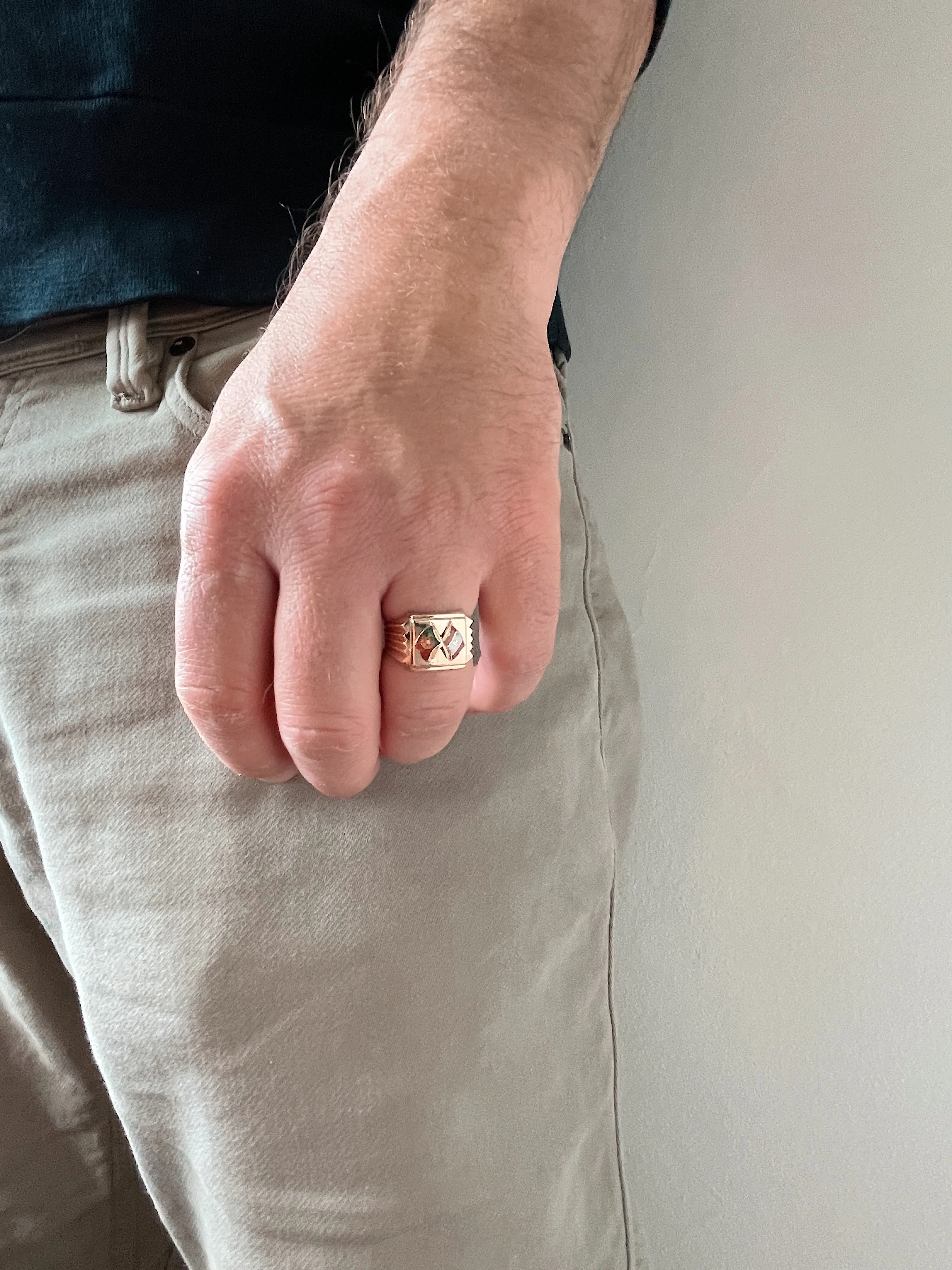 19.25k Yellow Gold Double Flag Ring - Image 4