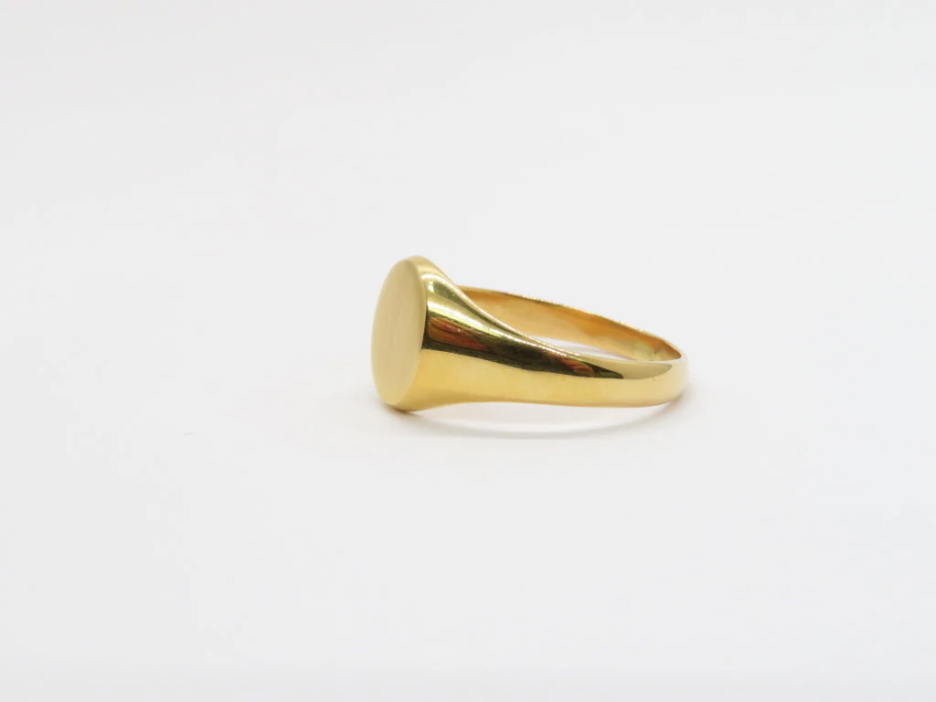 19.25k Yellow Gold Solid Round Signet Ring - Image 4