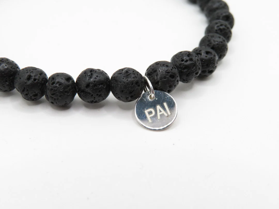 Lava Stone Stretch Tag Bracelet - Image 3