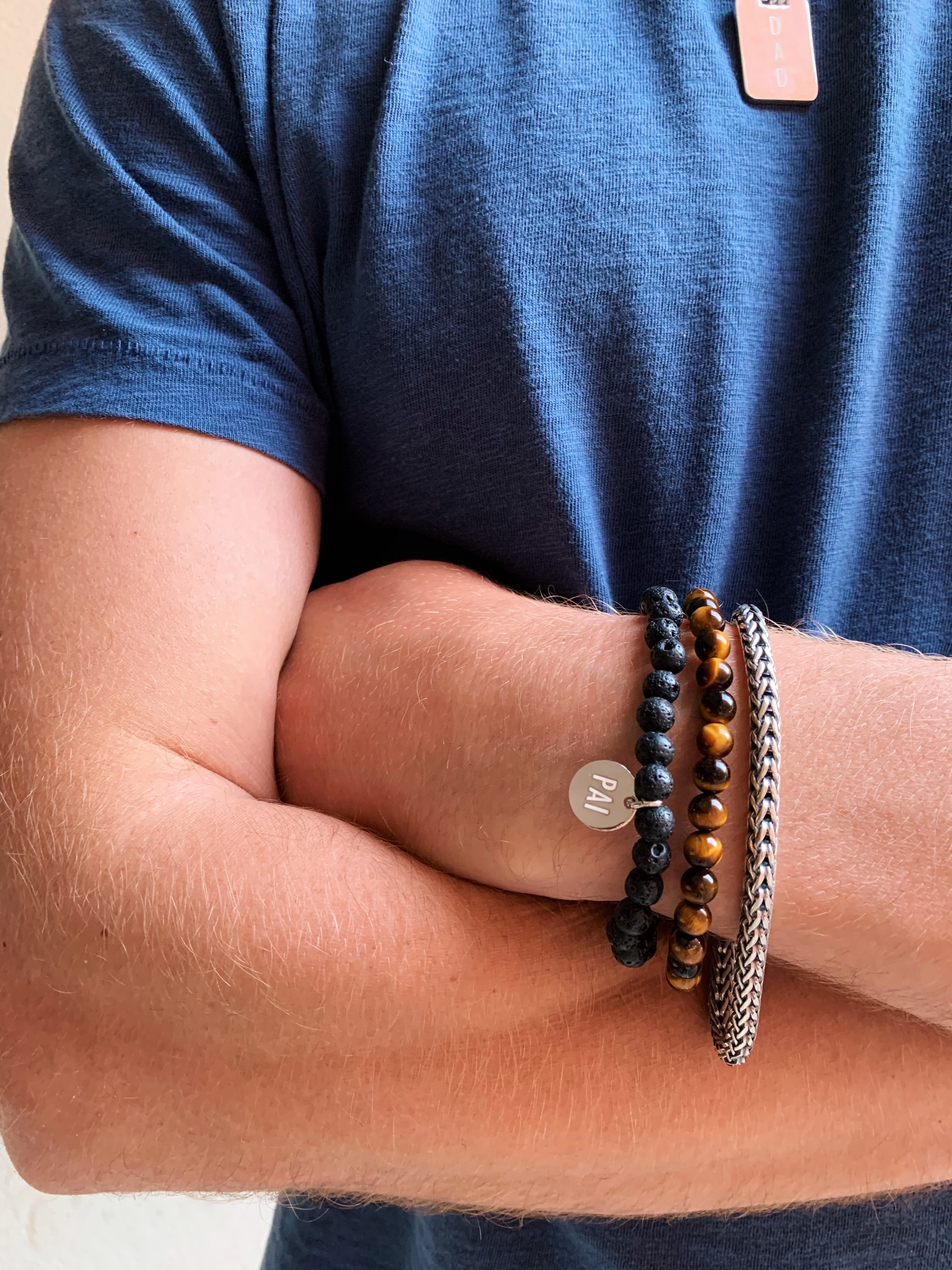 Lava Stone Stretch Tag Bracelet - Image 6