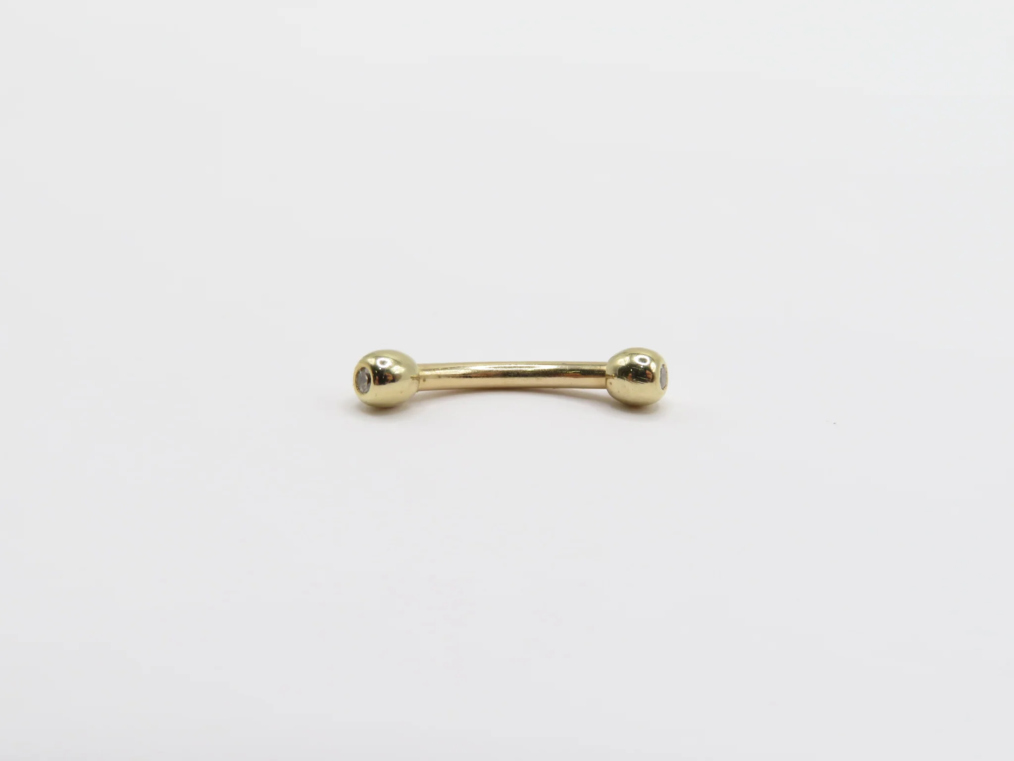 14k Yellow Gold Barbell with C.Z. - Image 3