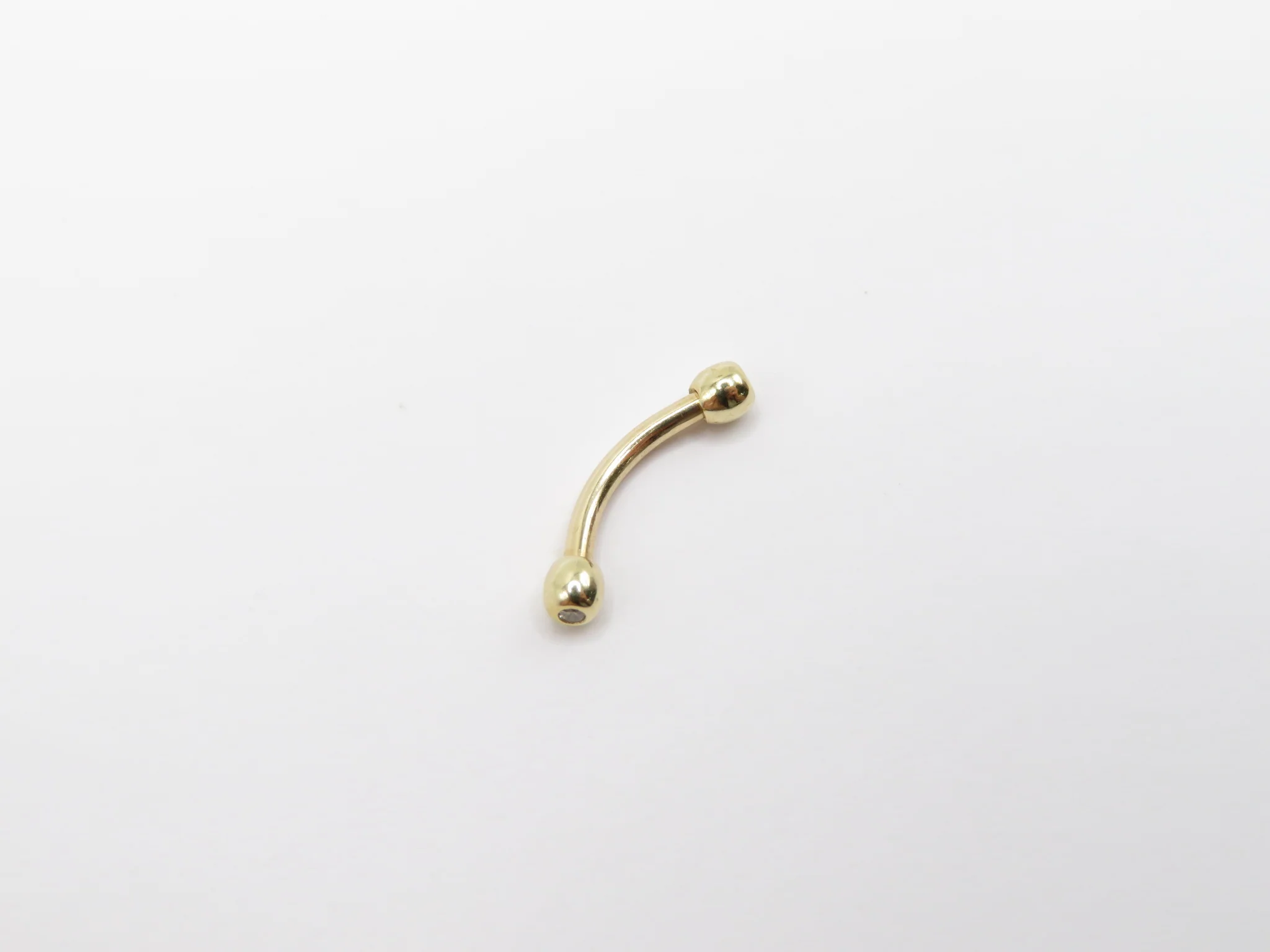 14k Yellow Gold Barbell with C.Z. - Image 5