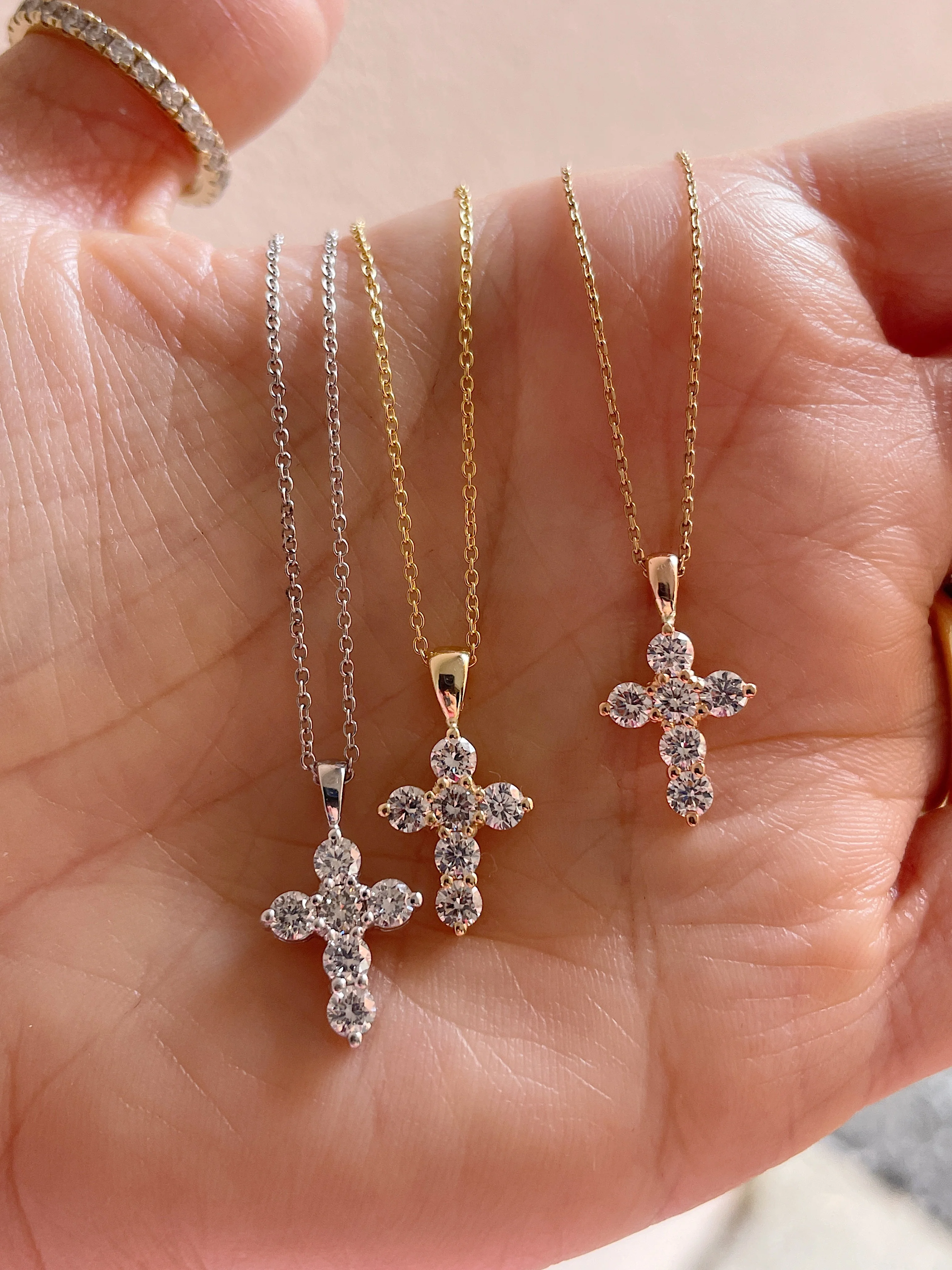 Luna Diamond Cross Necklace - Image 2