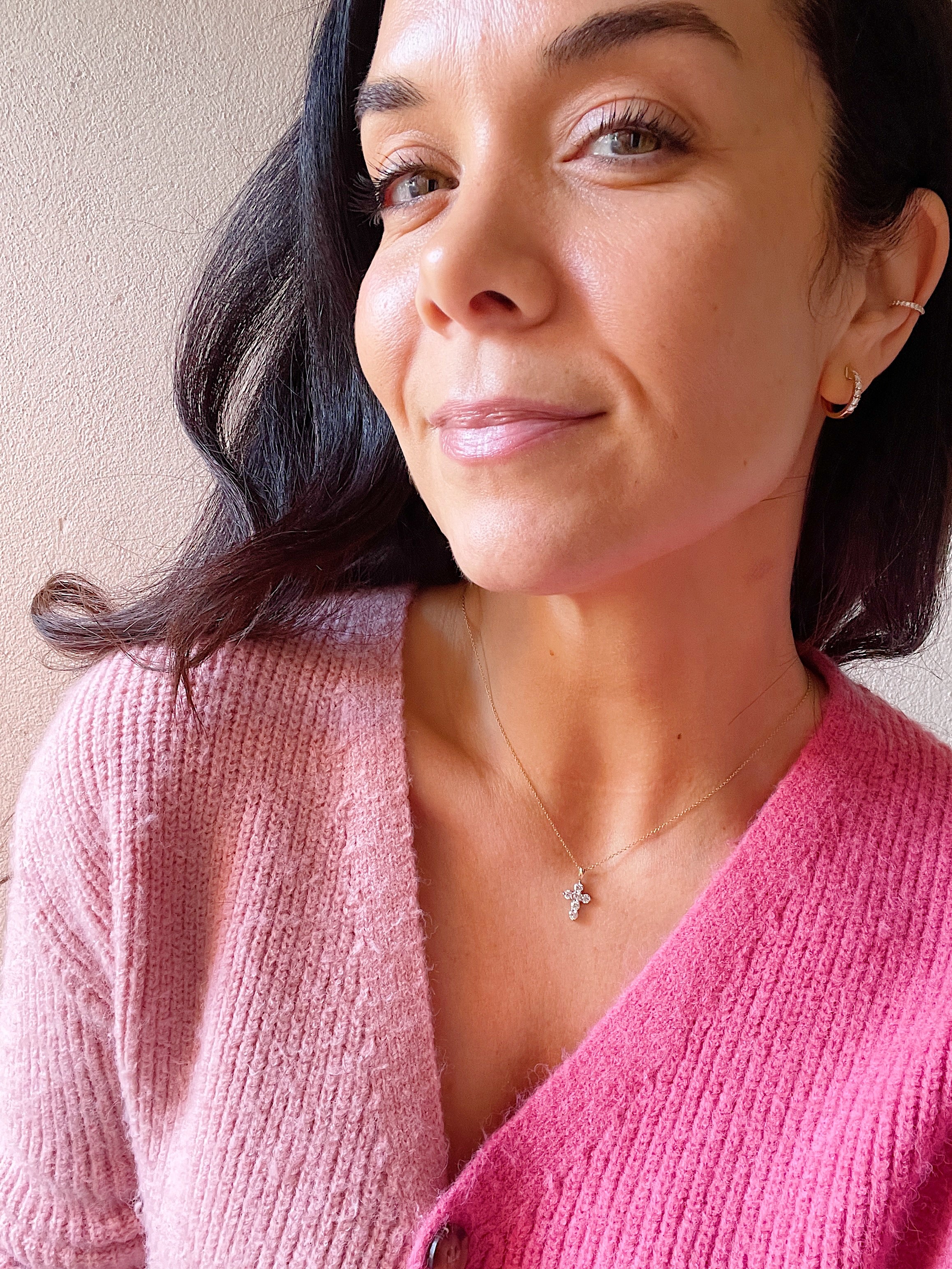 Luna Diamond Cross Necklace - Image 3