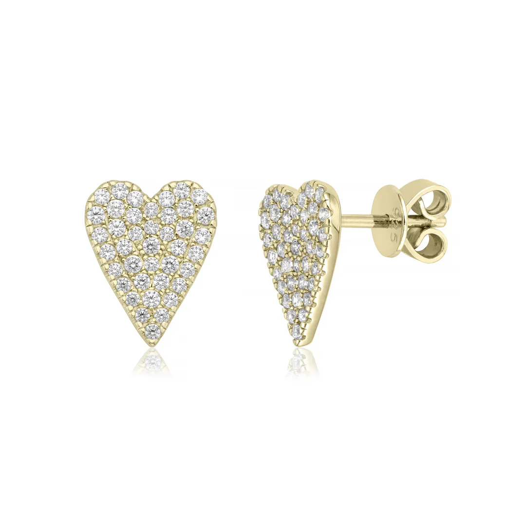 Sterling Silver Pointed Heart Stud Earrings - Image 2