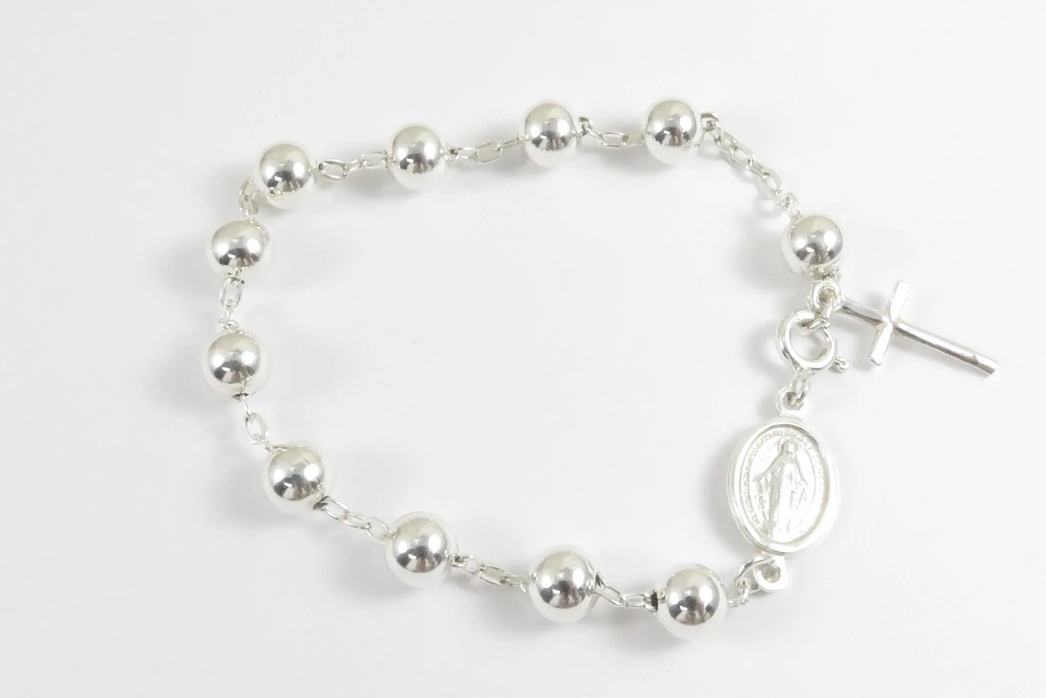 Sterling Silver Rosary Bead Bracelet - Image 8