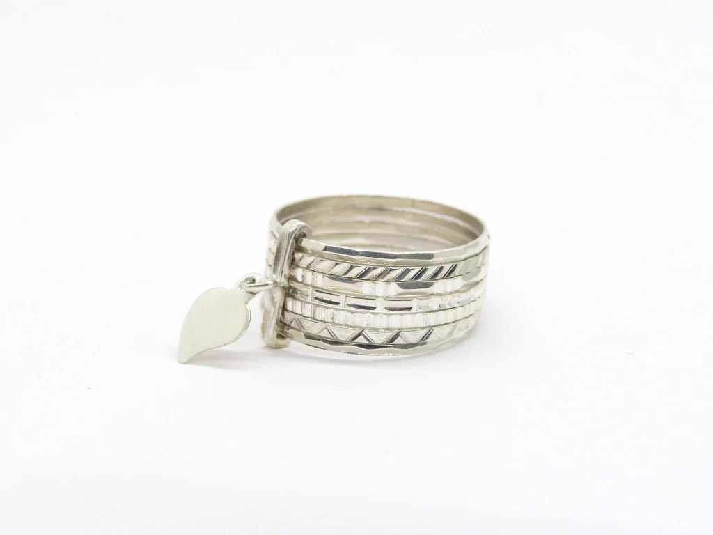 Sterling Silver Seven Day Ring with Heart - Image 3