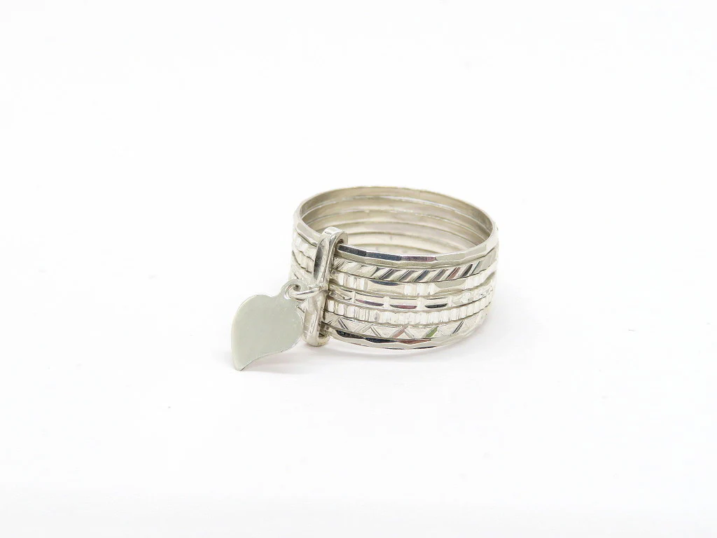 Sterling Silver Seven Day Ring with Heart - Image 4