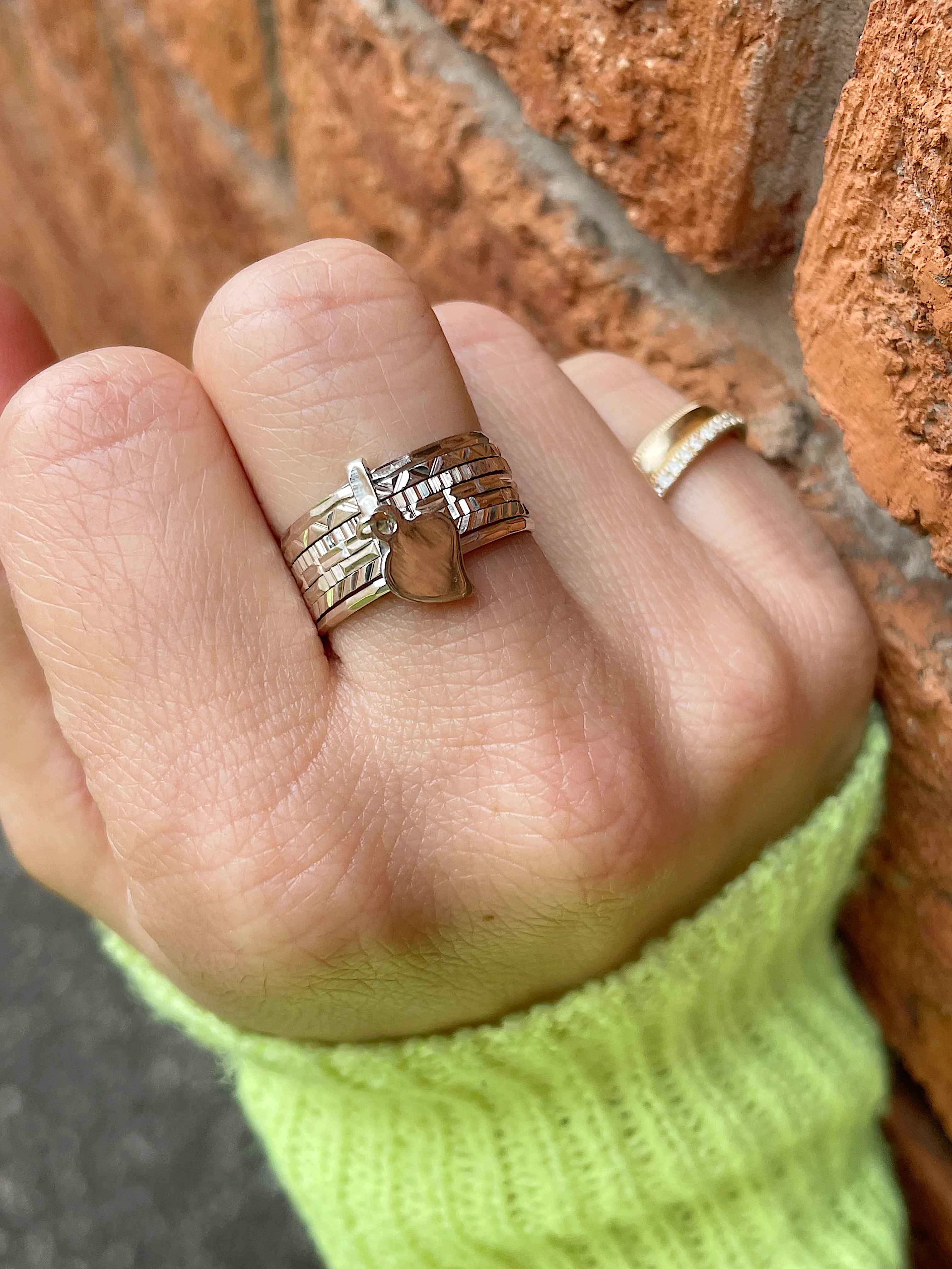 Sterling Silver Seven Day Ring with Heart - Image 5