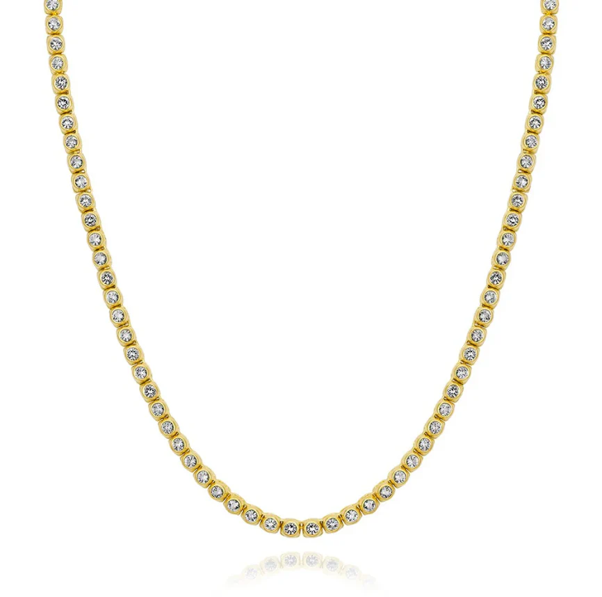 Sterling Silver Bezel Tennis Necklace