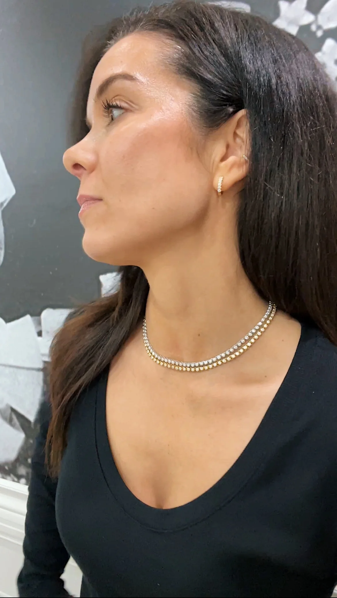 Sterling Silver Bezel Tennis Necklace - Image 2