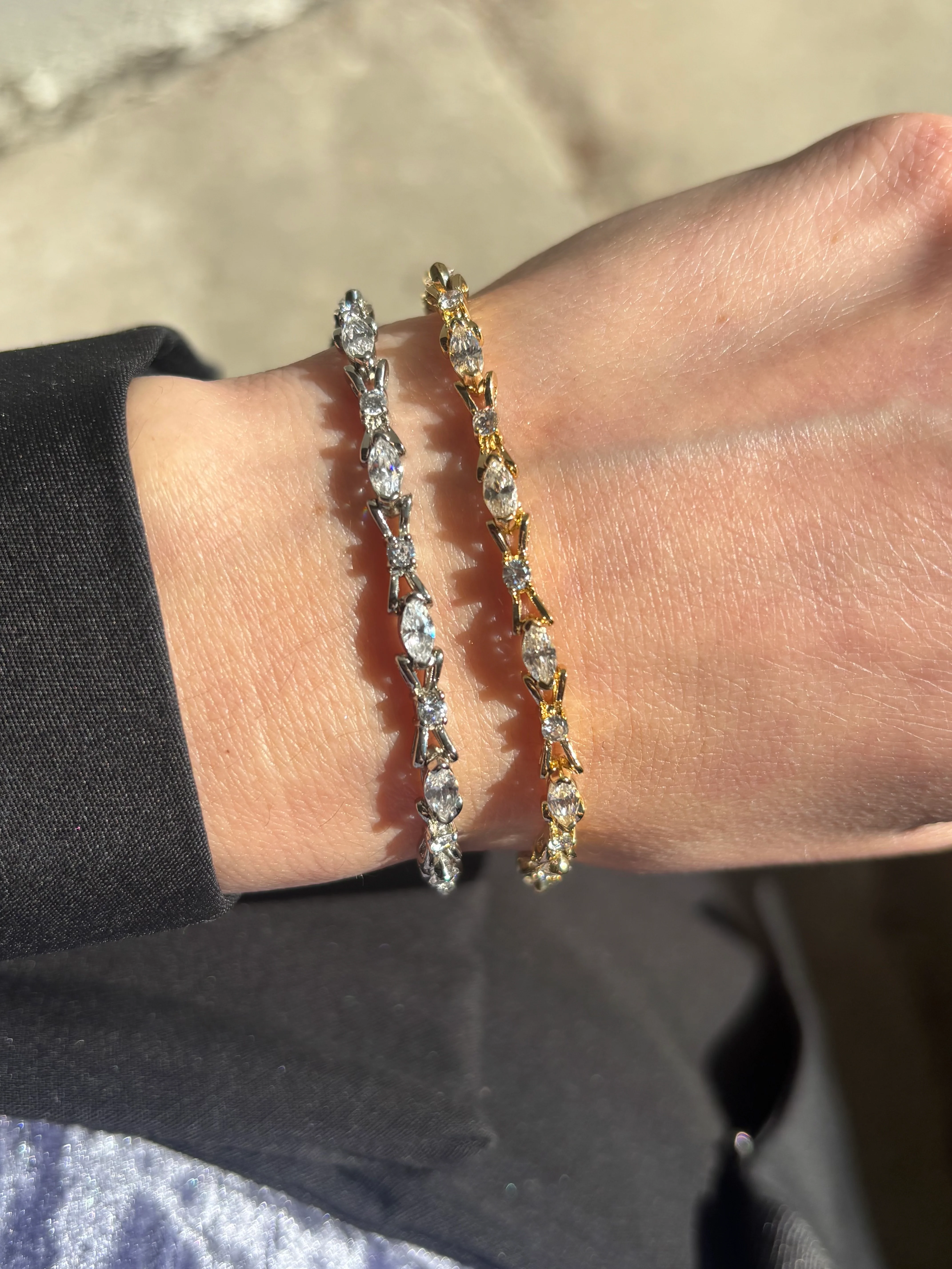 Sterling Silver Bow Marquise Tennis Bracelet - Image 6