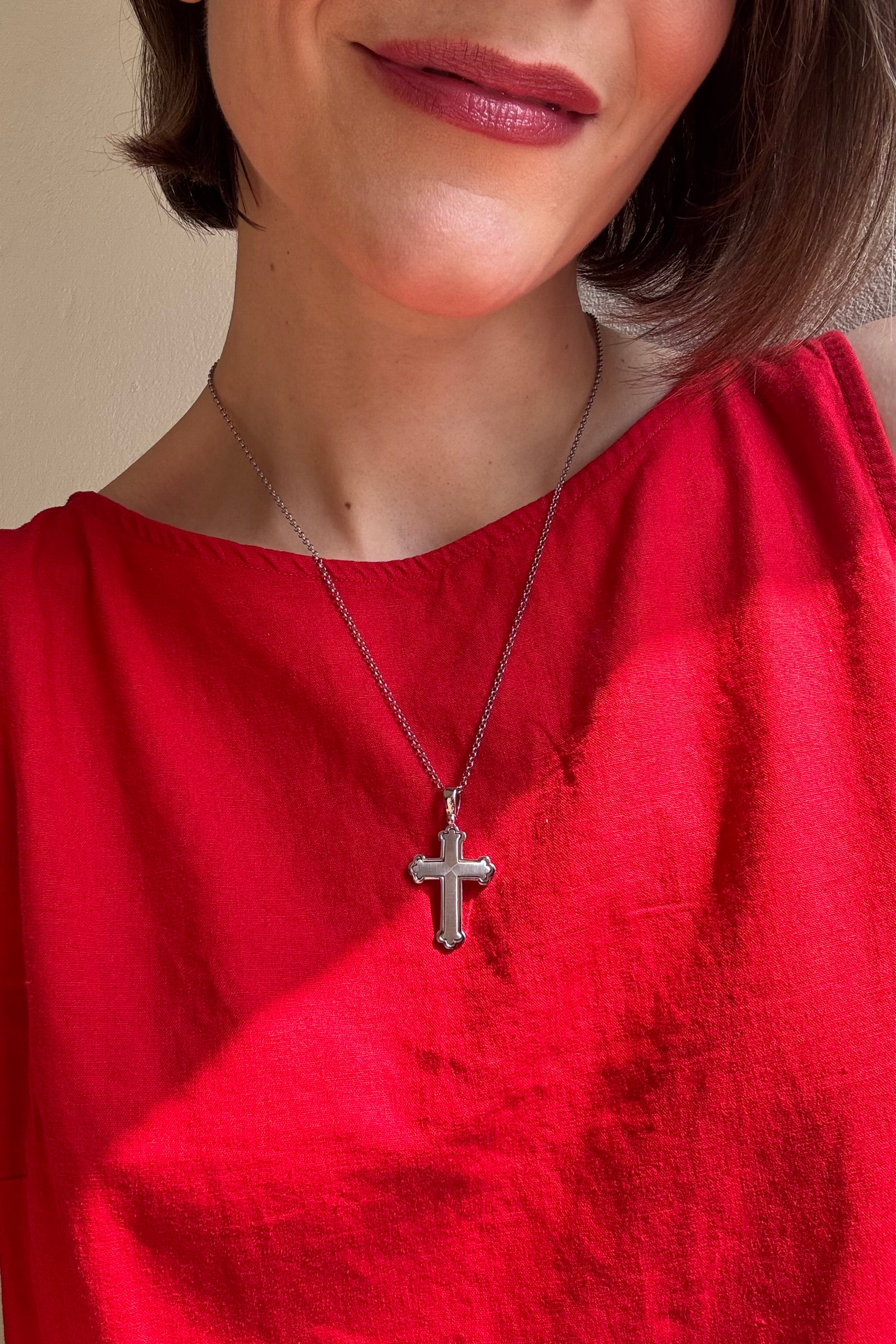 Sterling Silver Mid Size Budded Cross Pendant - Image 2