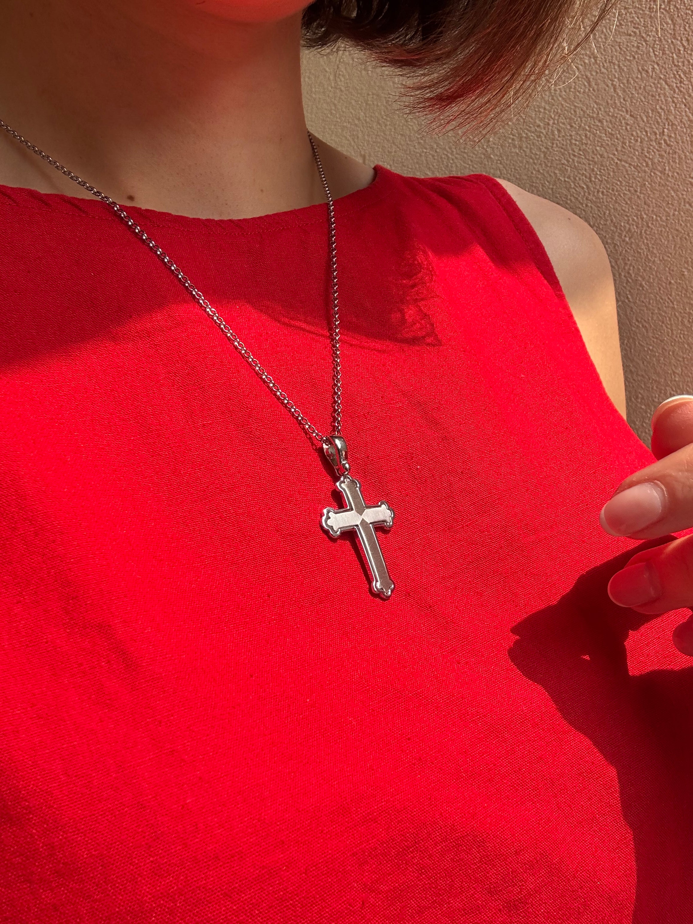 Sterling Silver Mid Size Budded Cross Pendant - Image 7