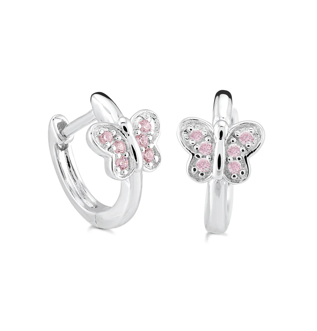 Sterling Silver Butterfly Huggies