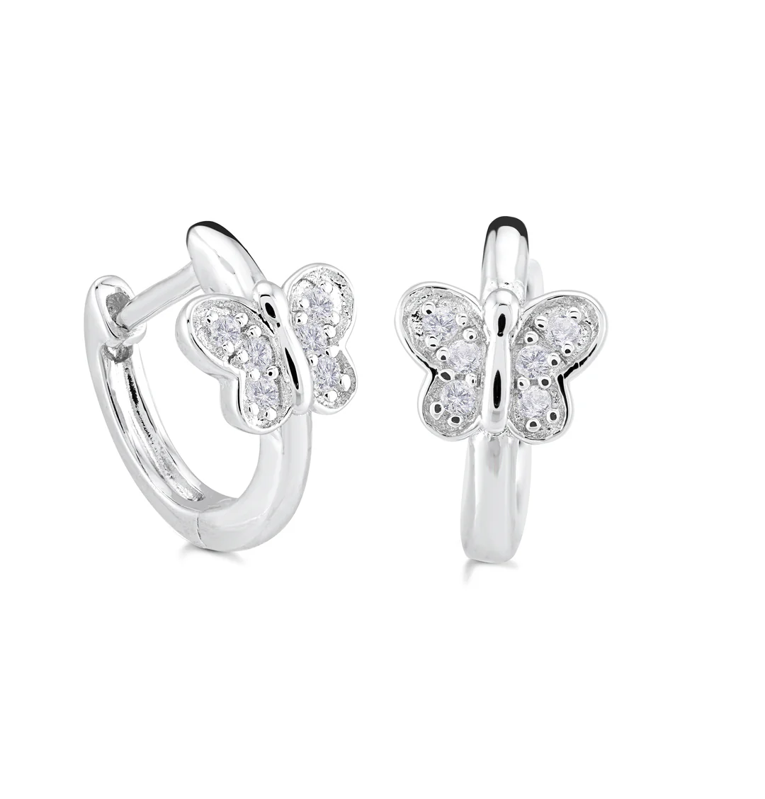 Sterling Silver Butterfly Huggies - Image 3