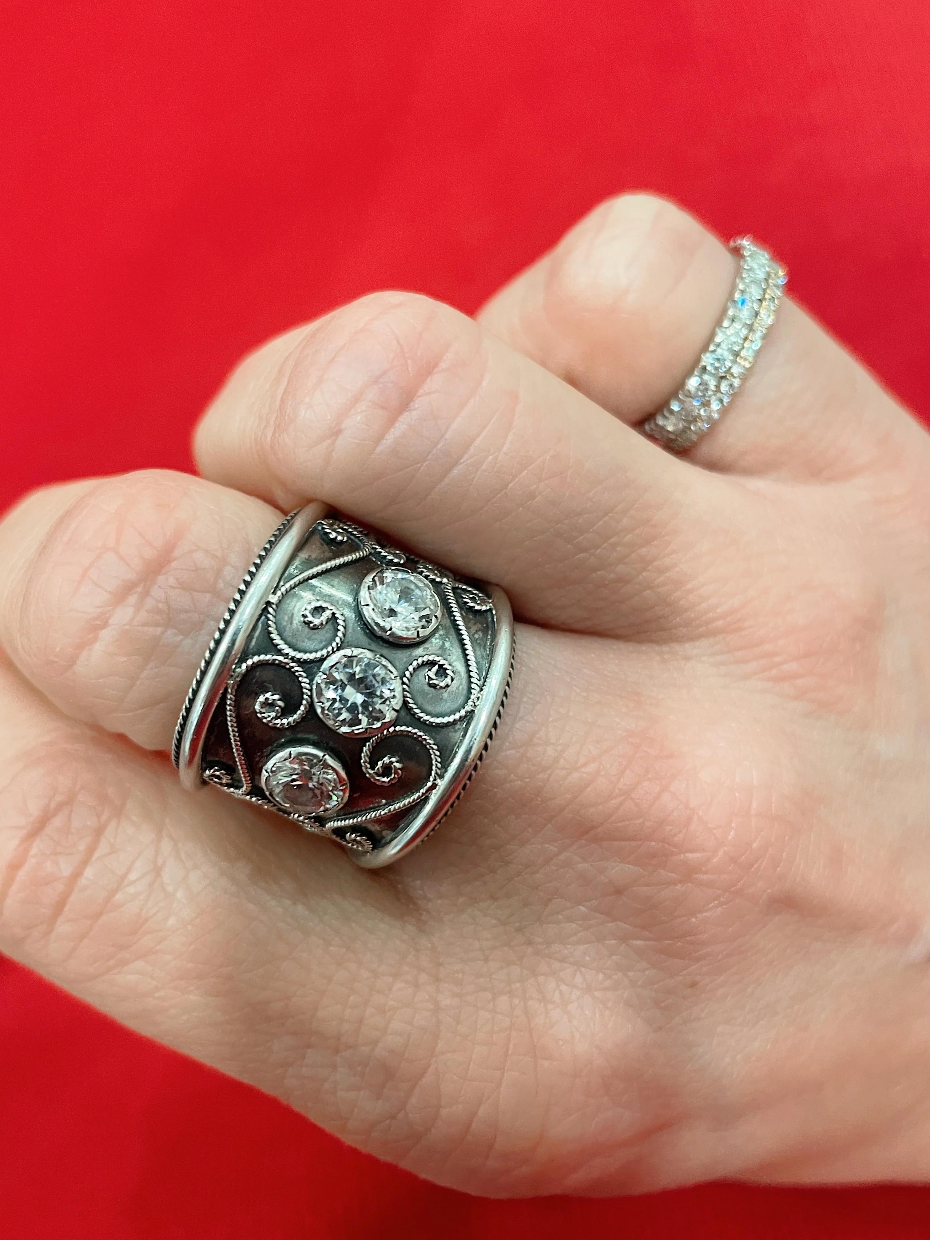 Sterling Silver Chunky Trinity Ring - Image 2