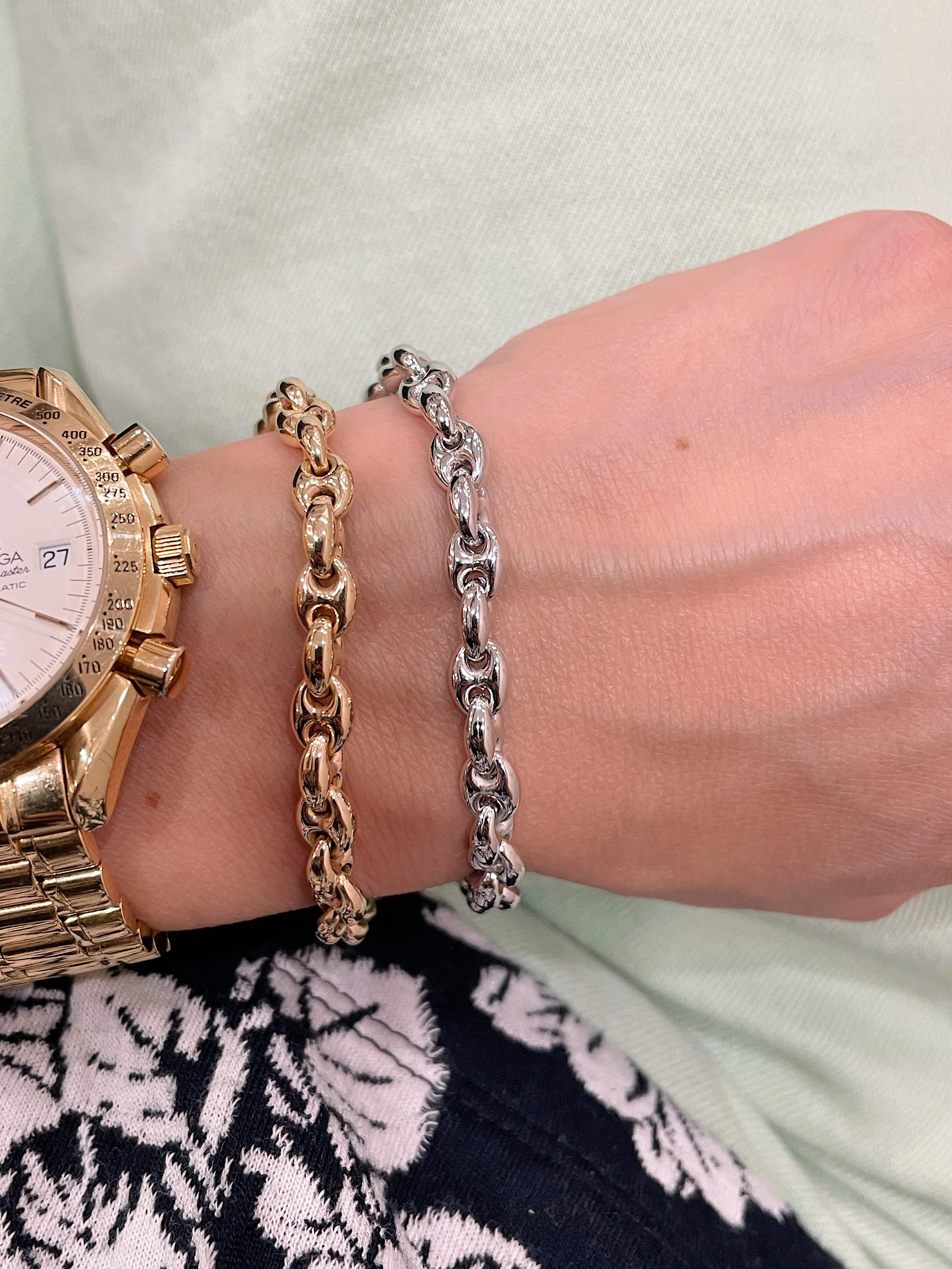 Sterling Silver Alternating Coffee Bean Bracelet - Image 2