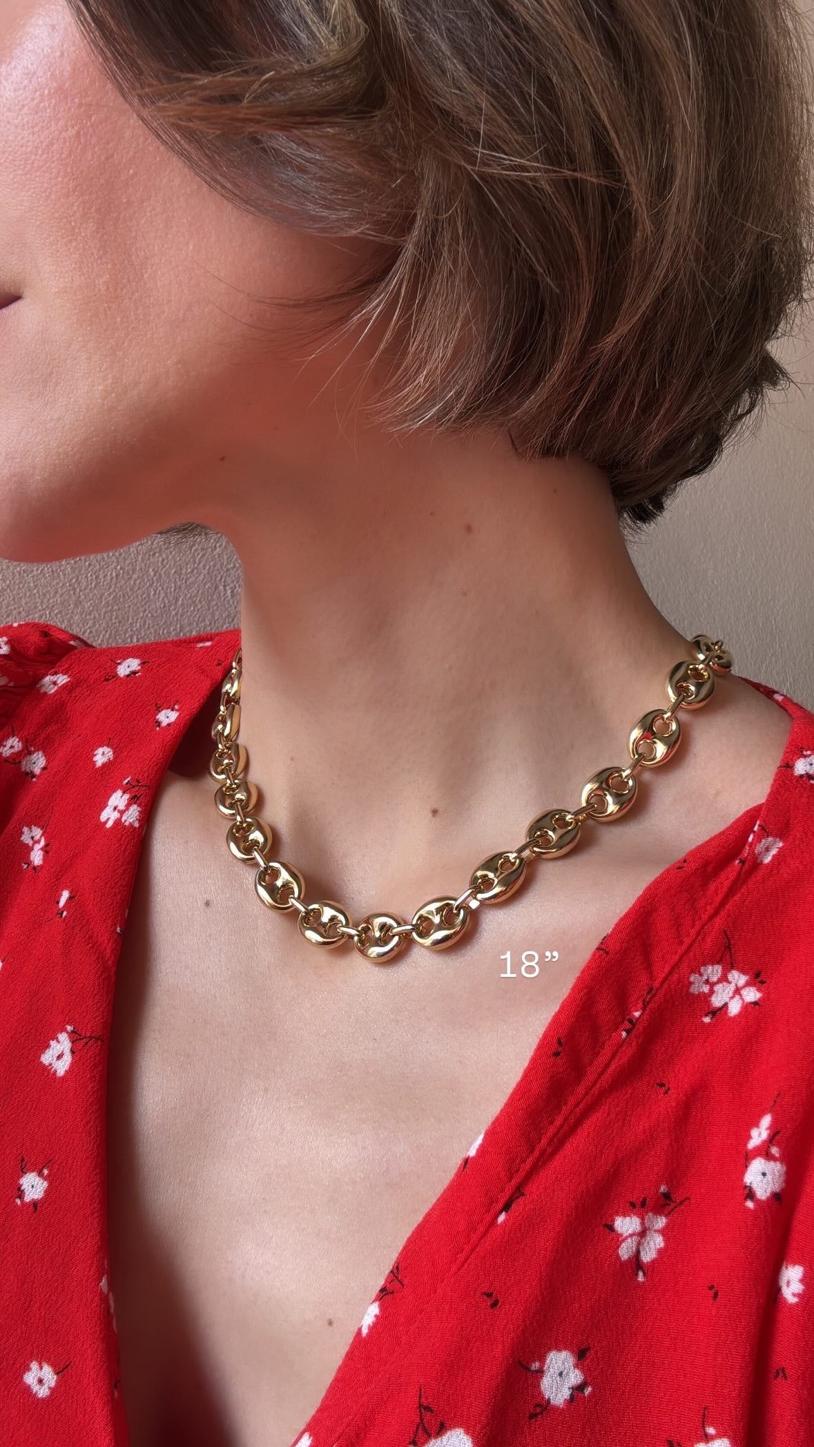 Sterling Silver Gold Plated Jumbo Coffee Bean Necklace - Image 2