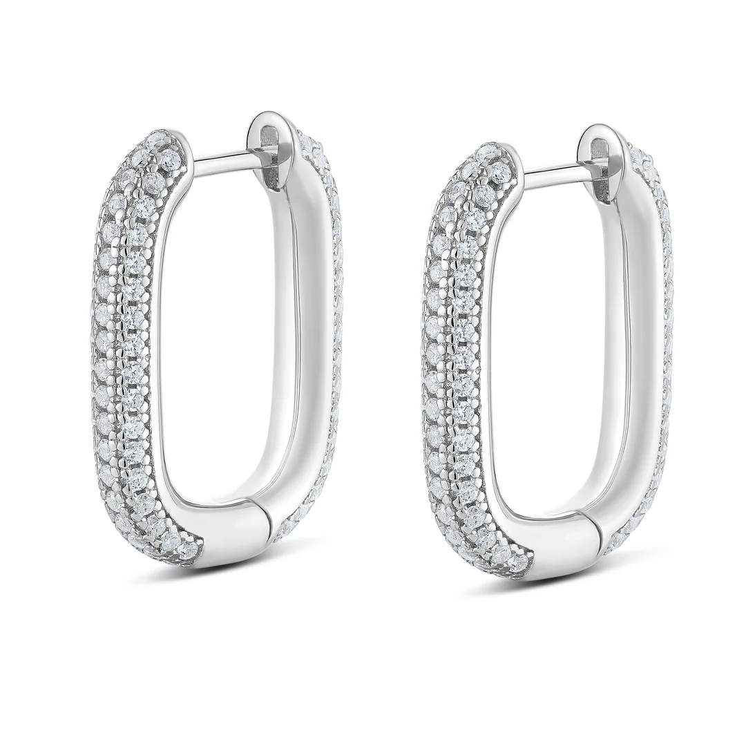 Sterling Silver Pavé Paperclip Huggies - Image 5