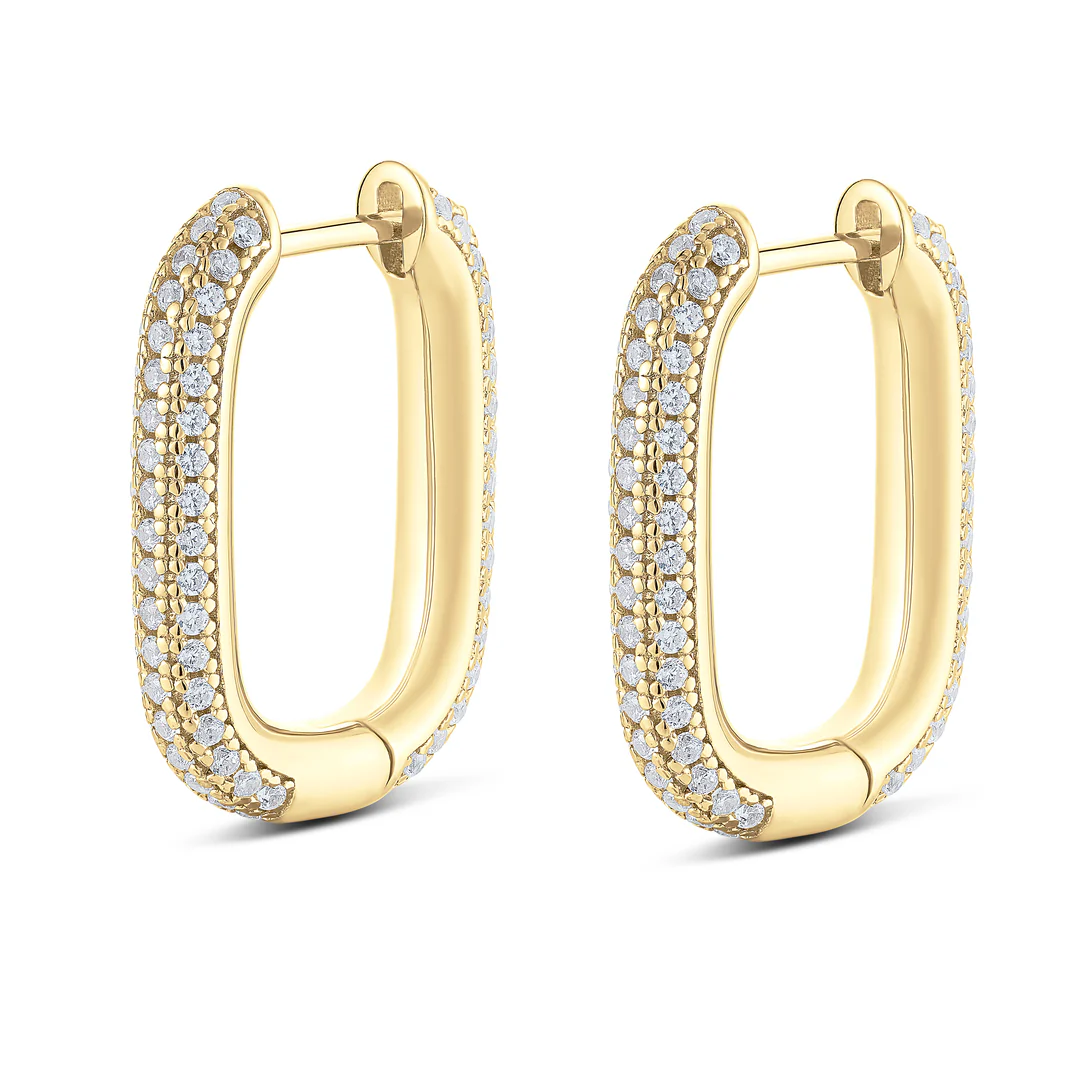Sterling Silver Pavé Paperclip Huggies - Image 6