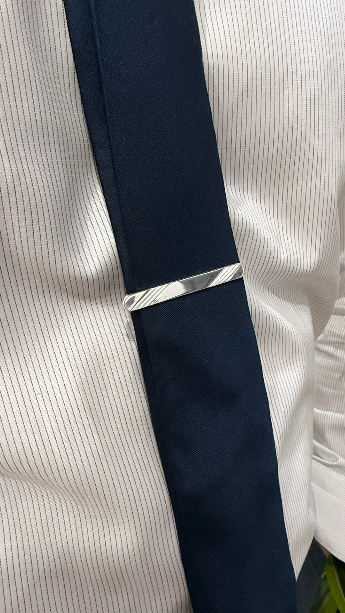 Sterling Silver Diagonal Striped Tie Bar - Image 2