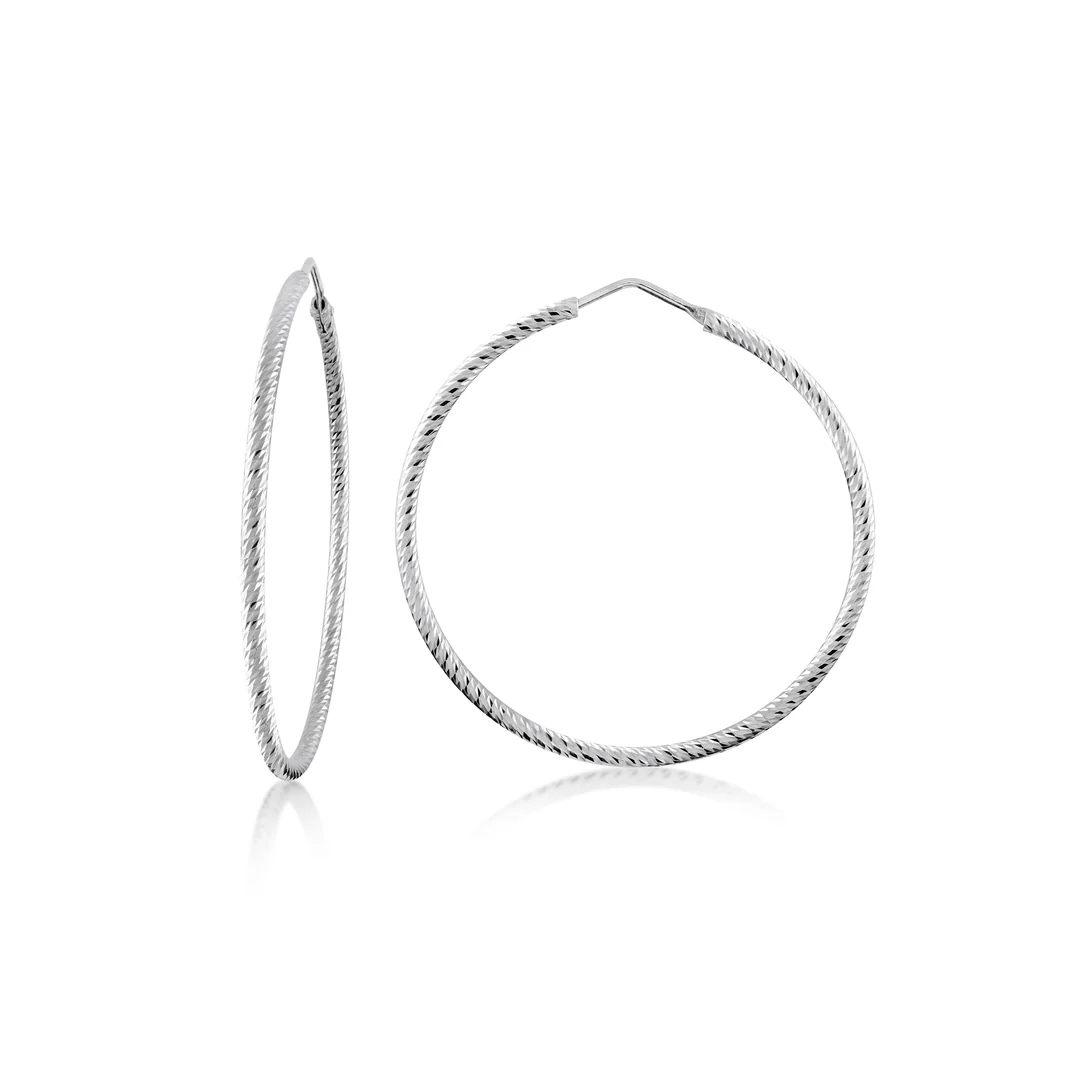 Sterling Silver Diamond Cut Hoops - Image 5