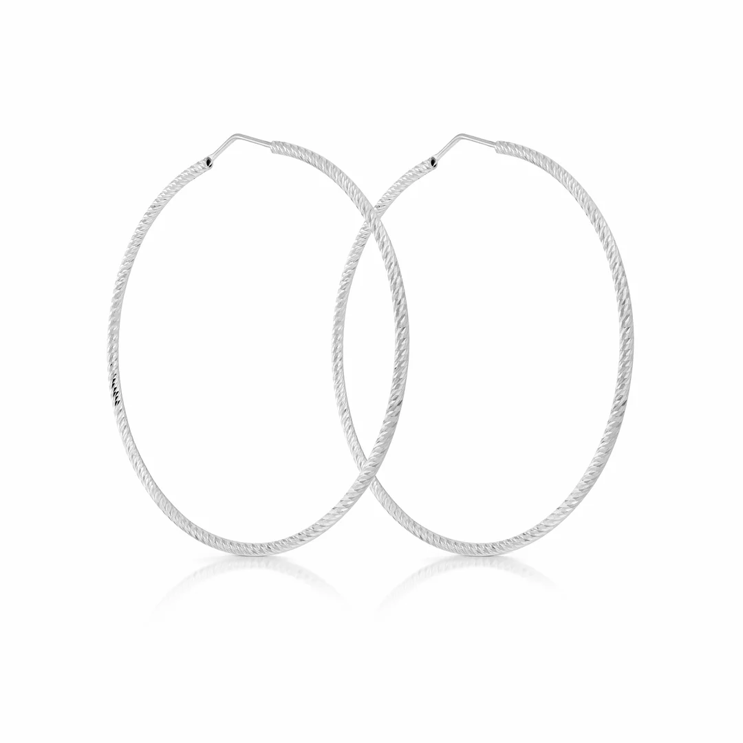 Sterling Silver Diamond Cut Hoops - Image 6