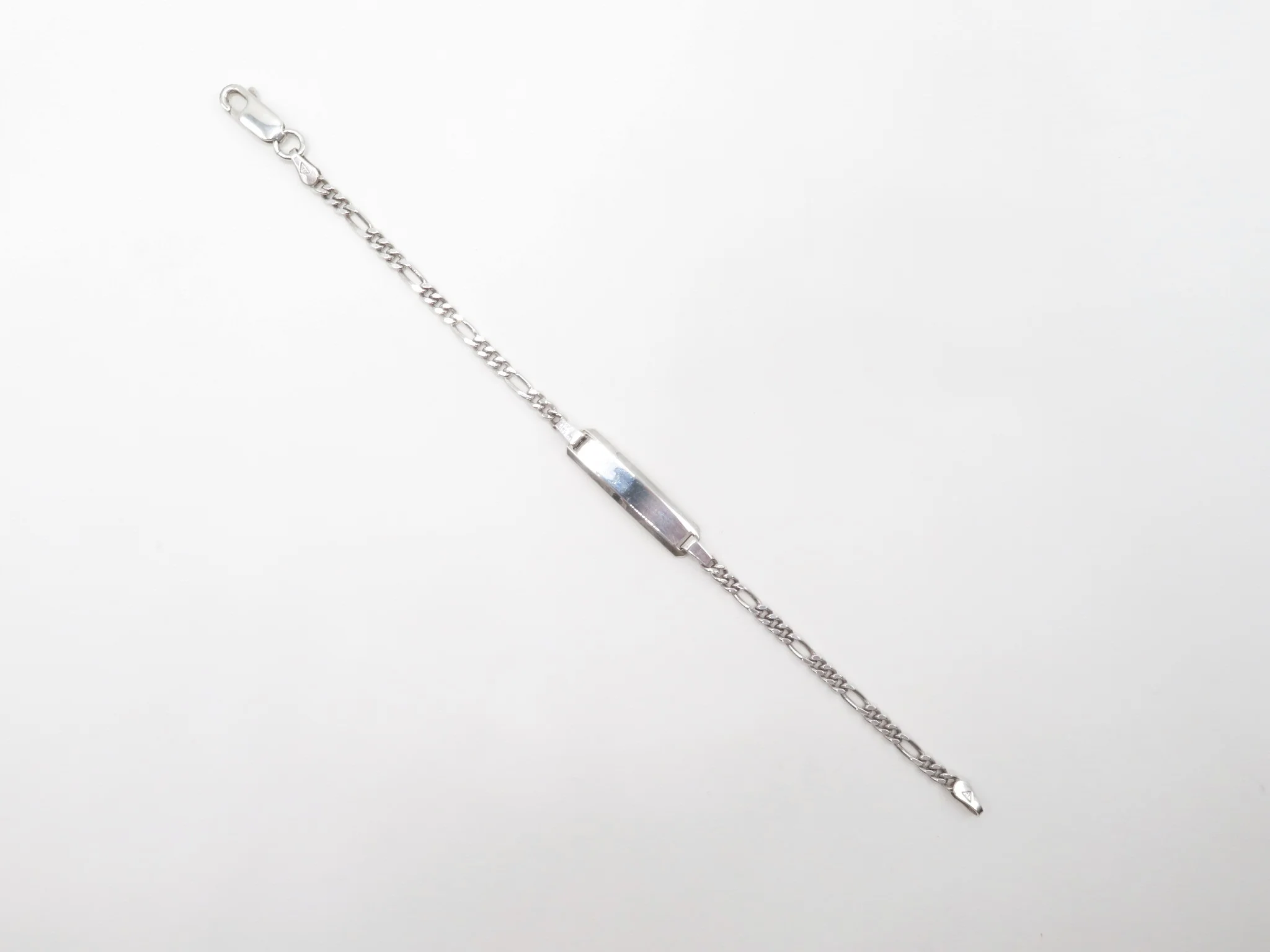 Sterling Silver Figaro ID Bracelet - Image 3