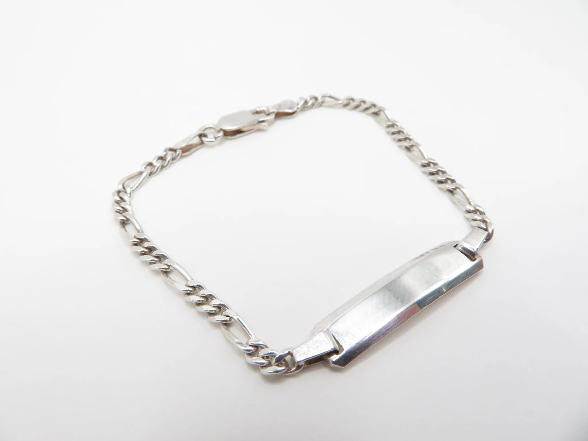 Sterling Silver Figaro ID Bracelet - Image 6
