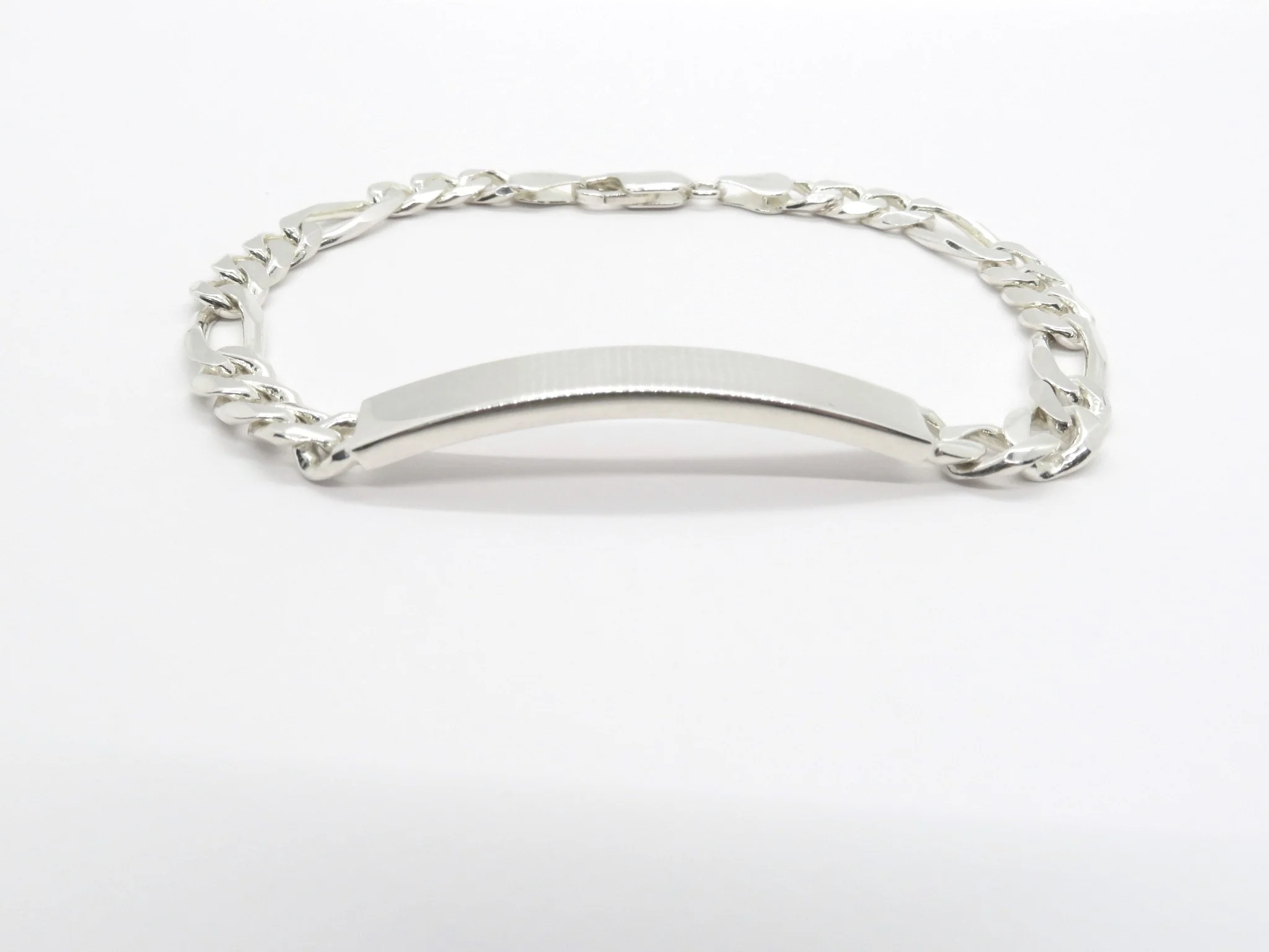 Sterling Silver Figaro ID Bracelet - Image 3