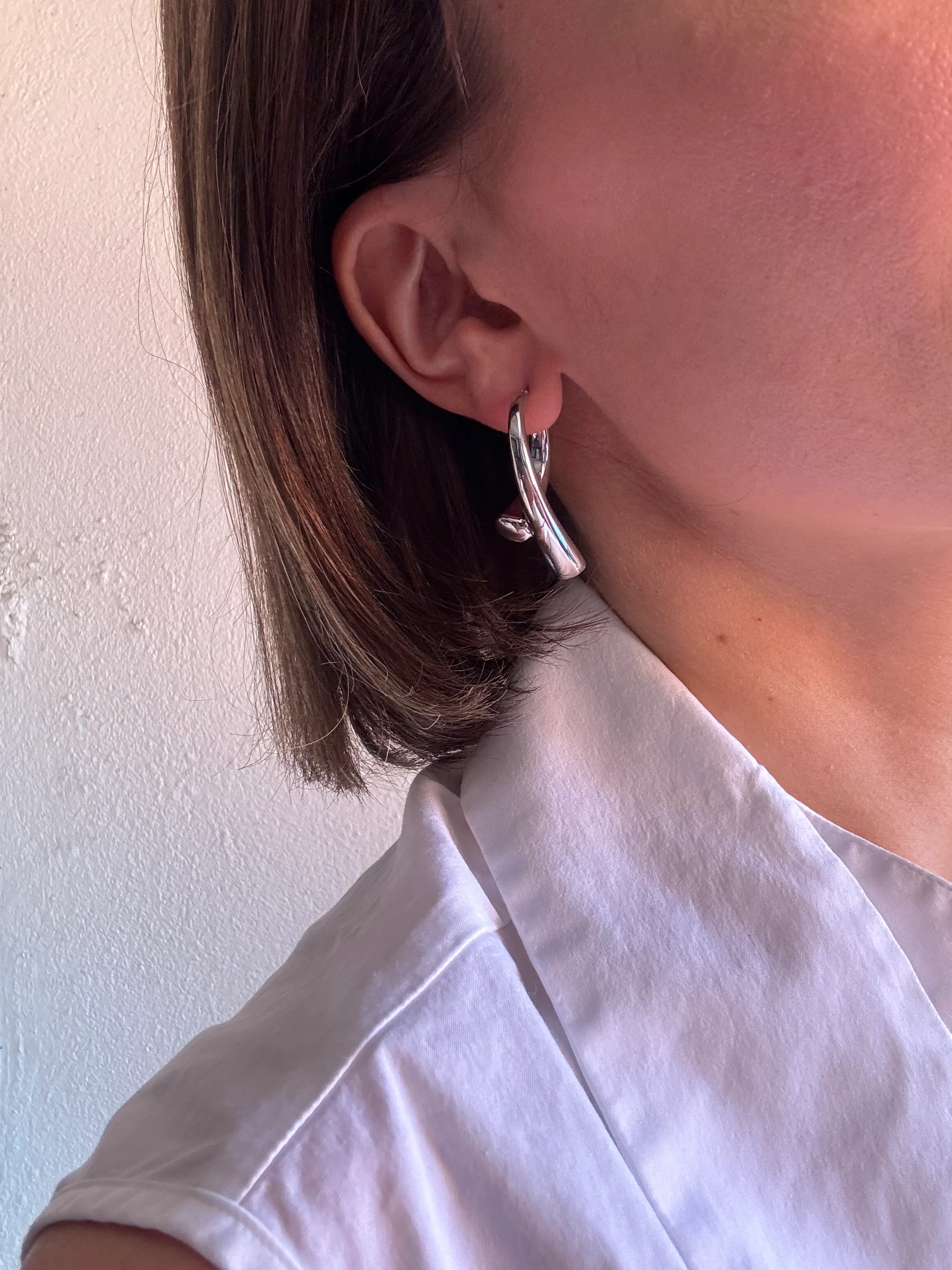 Sterling Silver Sculpted Hoops - Image 2