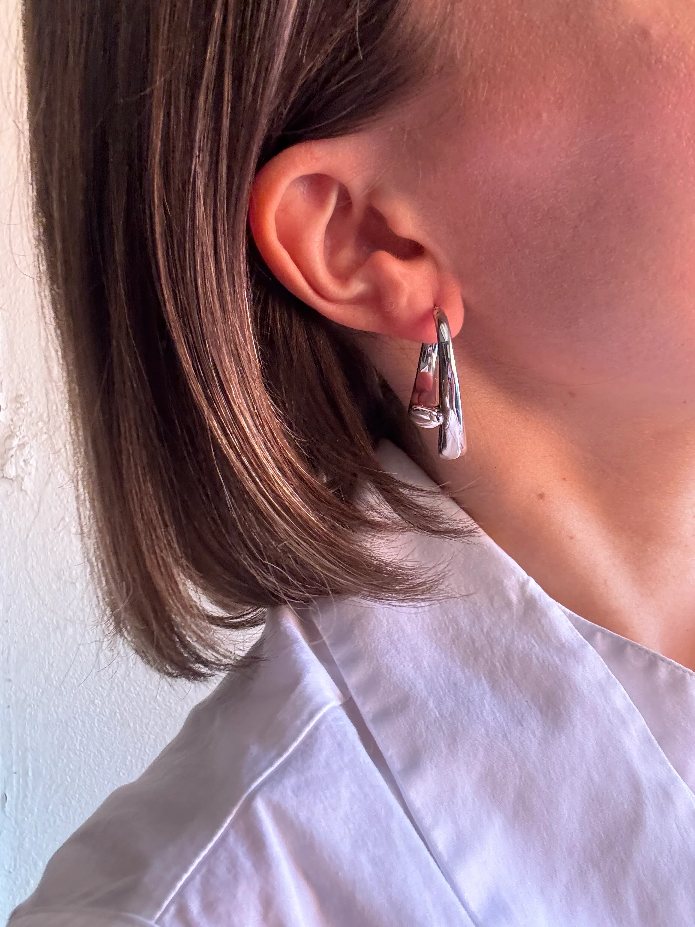 Sterling Silver Sculpted Hoops - Image 3