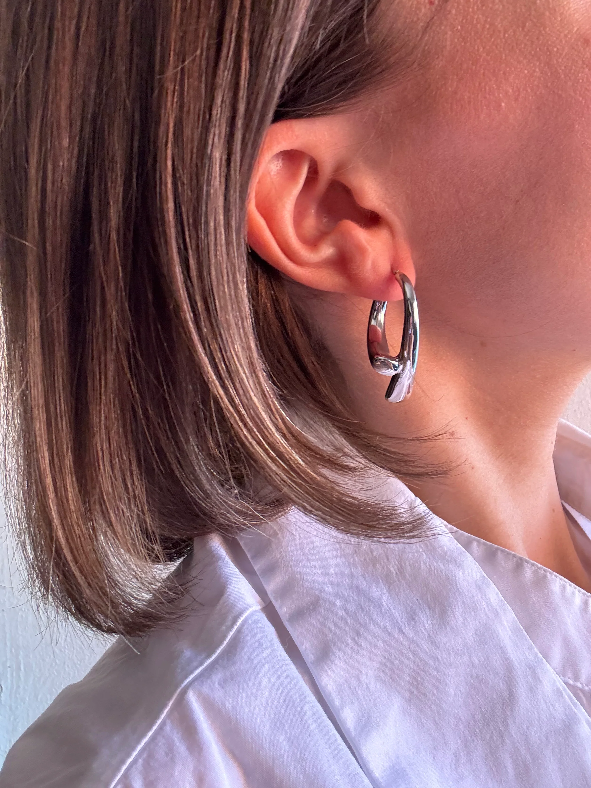 Sterling Silver Sculpted Hoops - Image 4