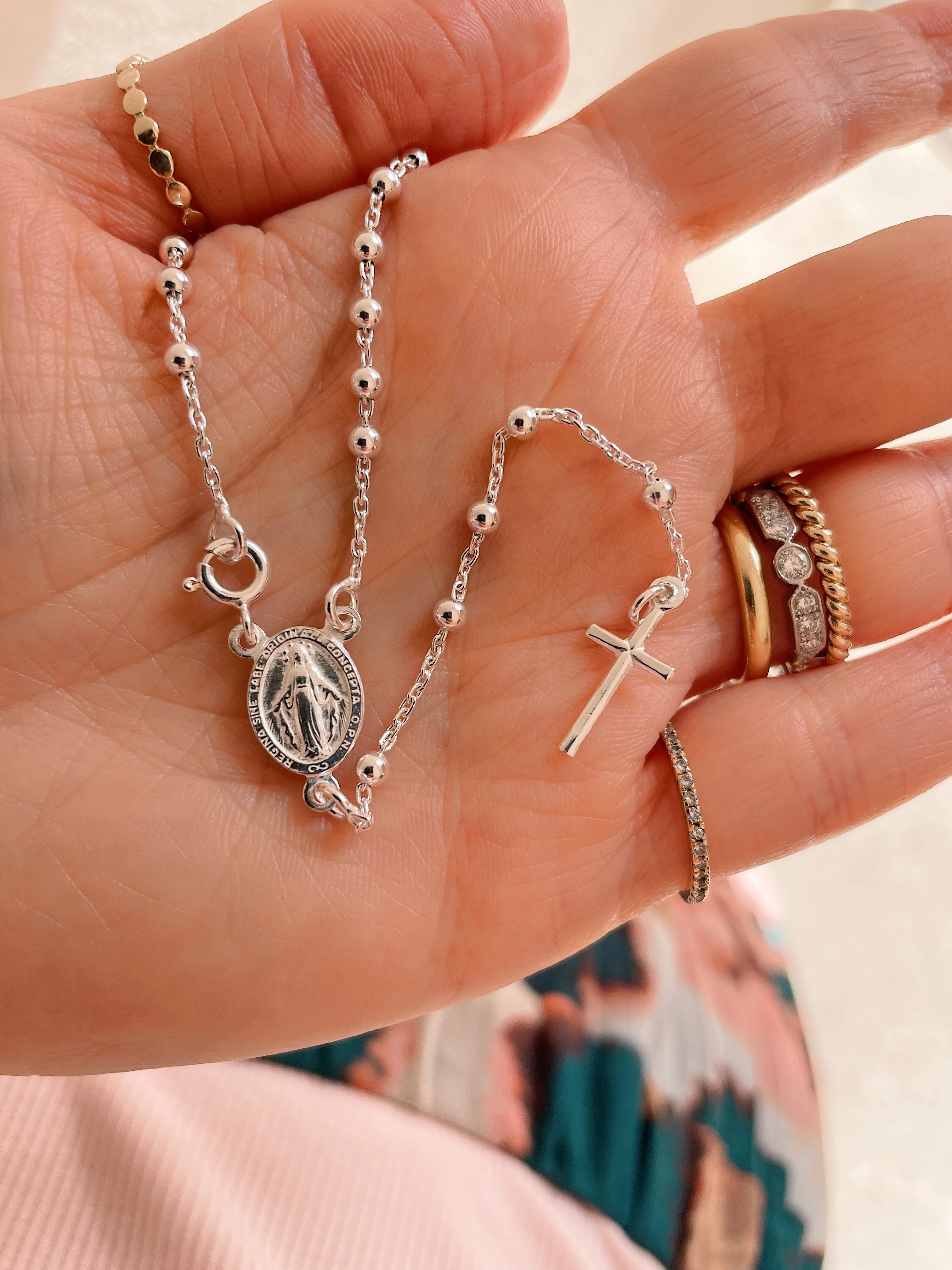 Sterling Silver Rosary Necklace - Image 3